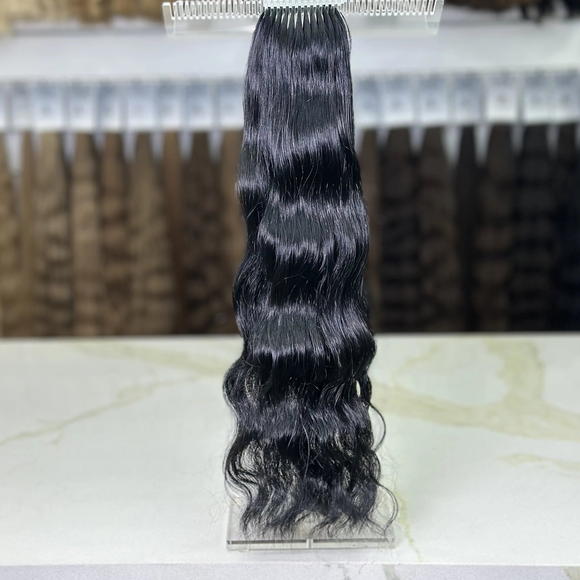 K-tip Slavic hair, colored, wavy 22 inch, 106gr, 180str