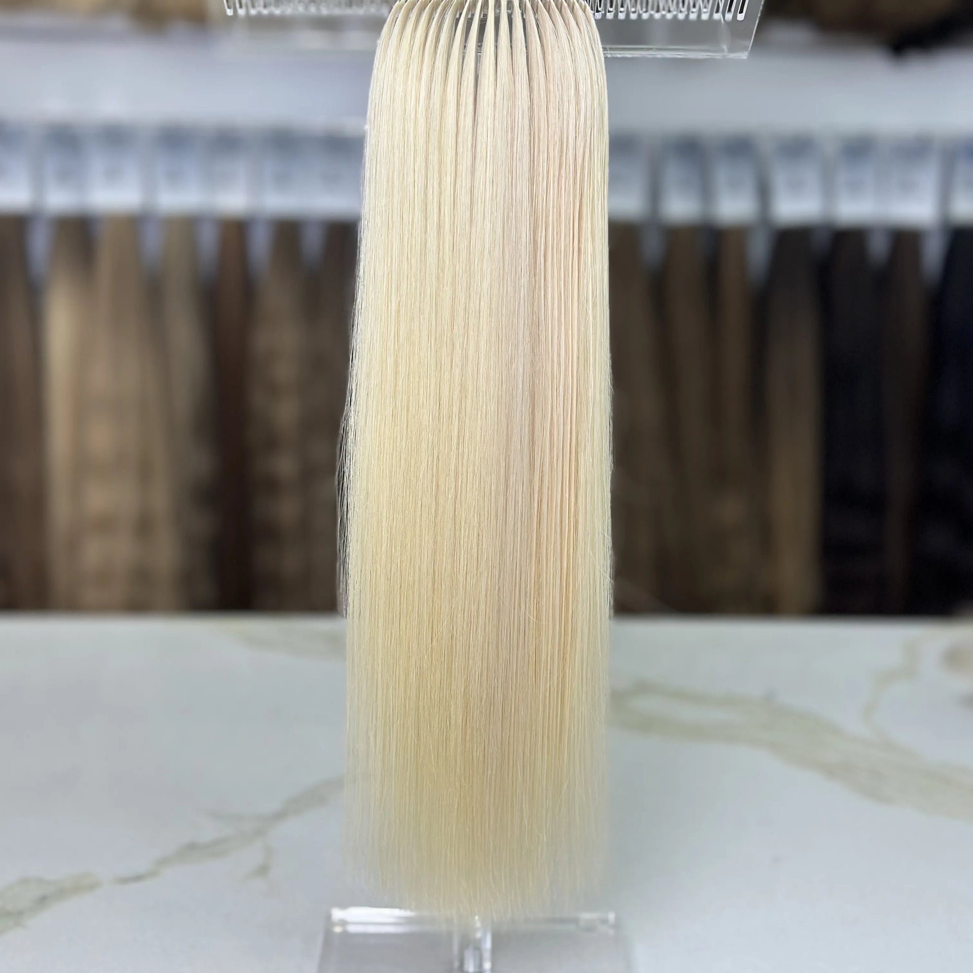 K-tip Slavic hair, colored, straight 20 inch, 69gr, 139str