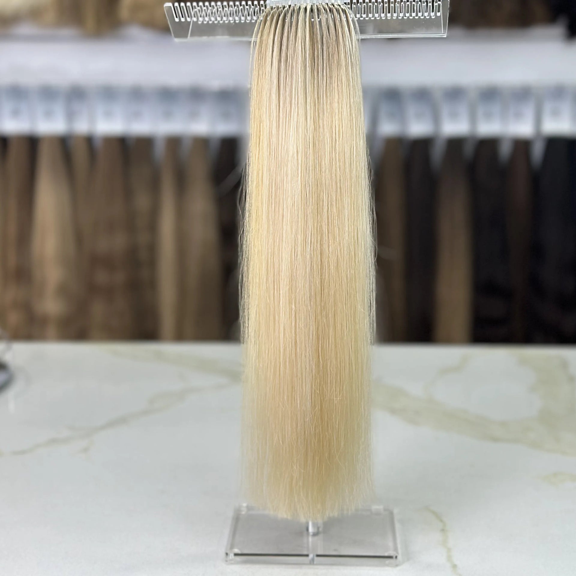 K-tip Slavic hair, colored, straight 22 inch, 69gr, 127str