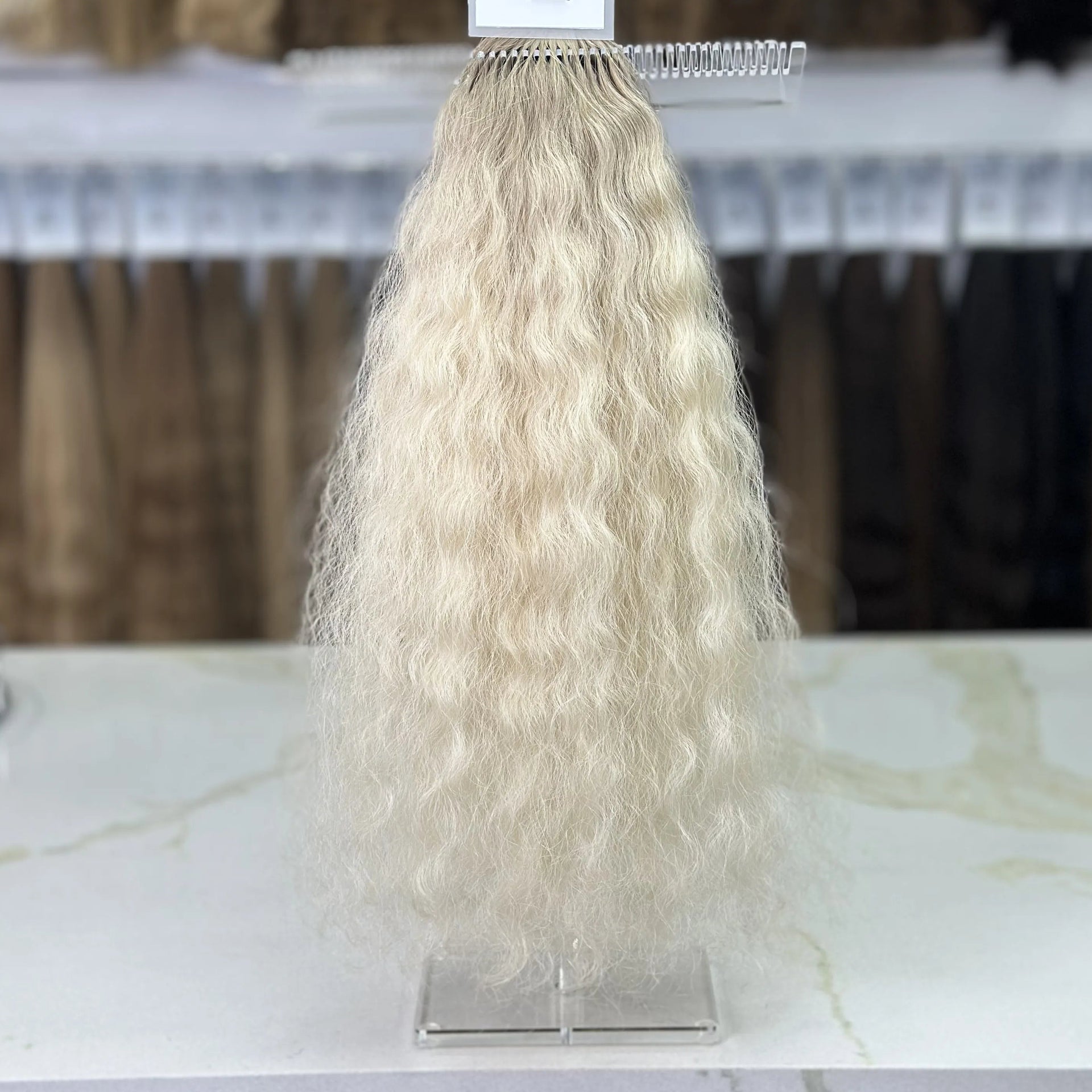 K-tip Slavic hair, colored, curly 22 inch, 132gr, 206str