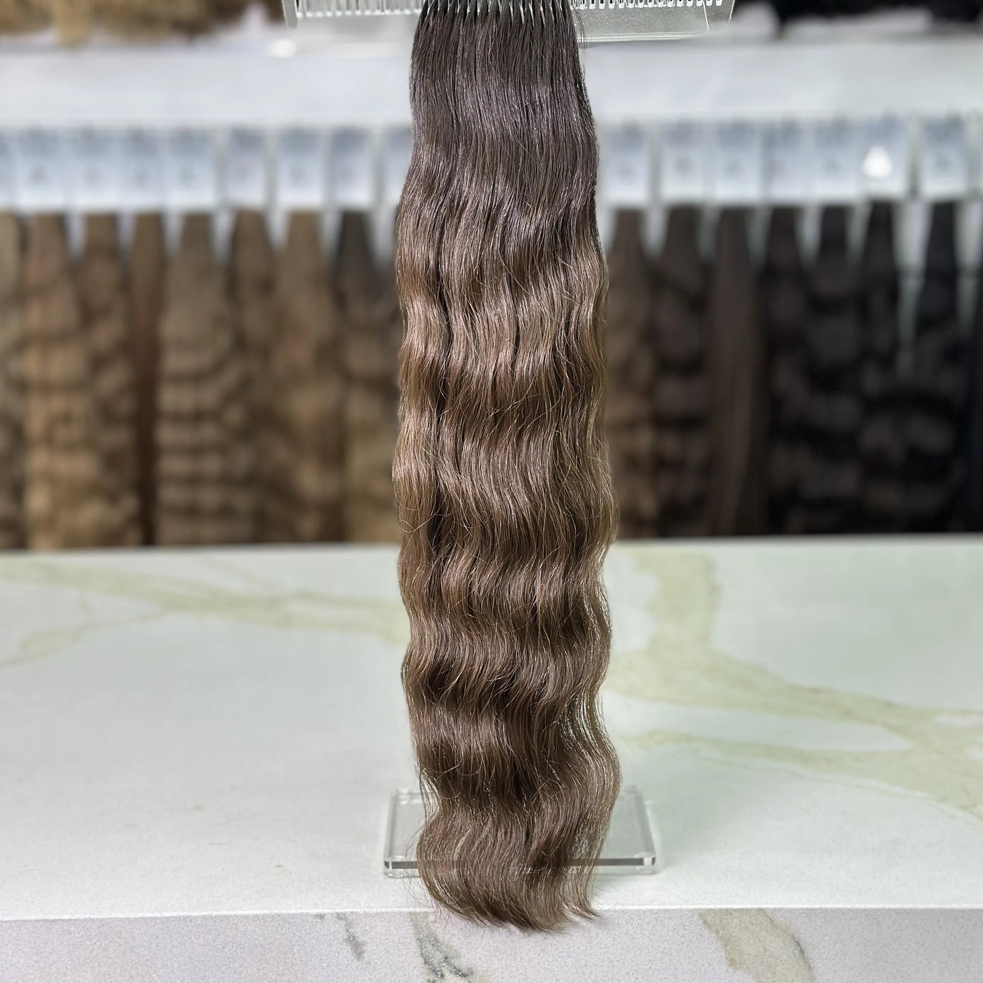 K-tip Slavic hair, colored, wavy 24 inch, 124gr, 189str