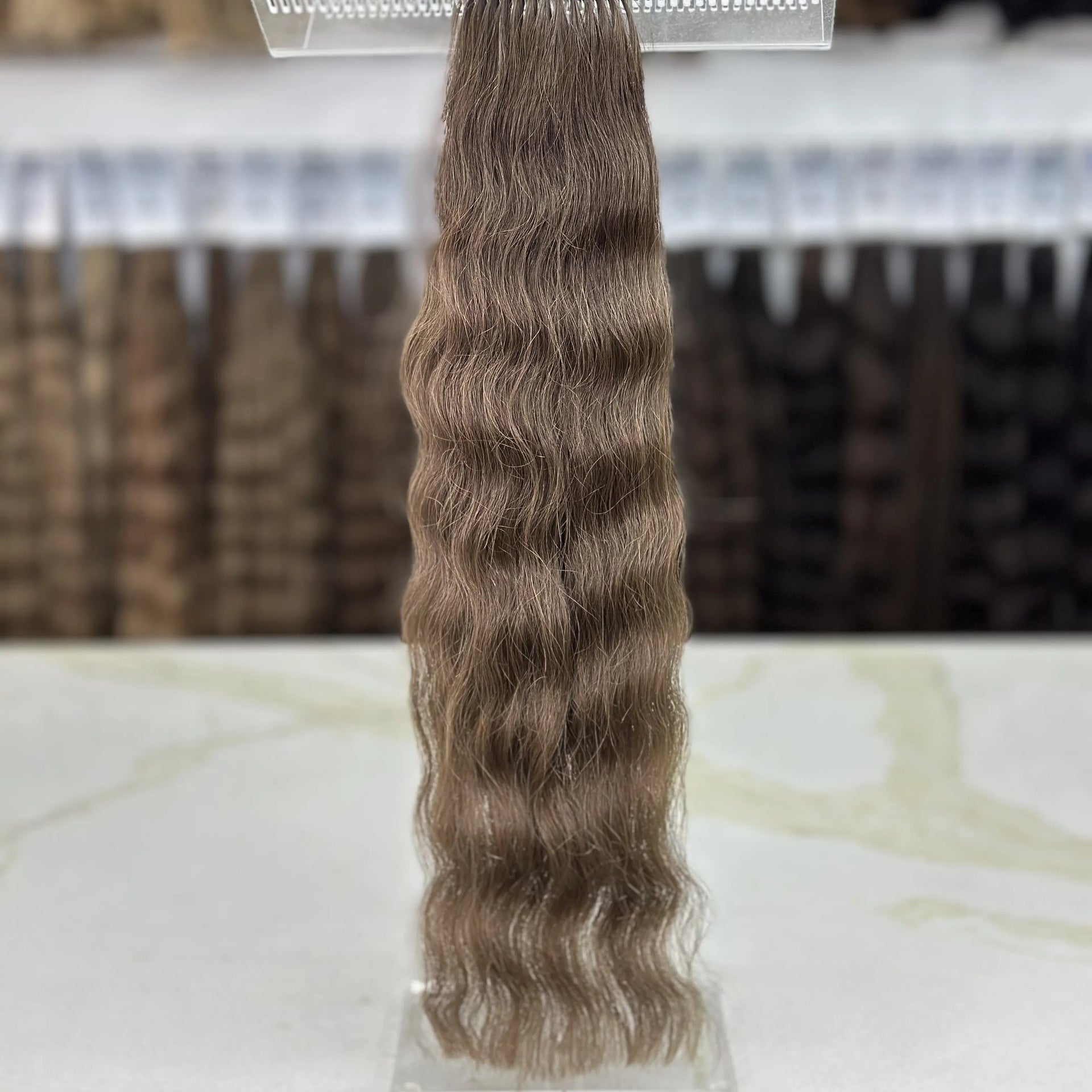 K-tip Slavic hair, colored, curly 22 inch, 66gr, 105str