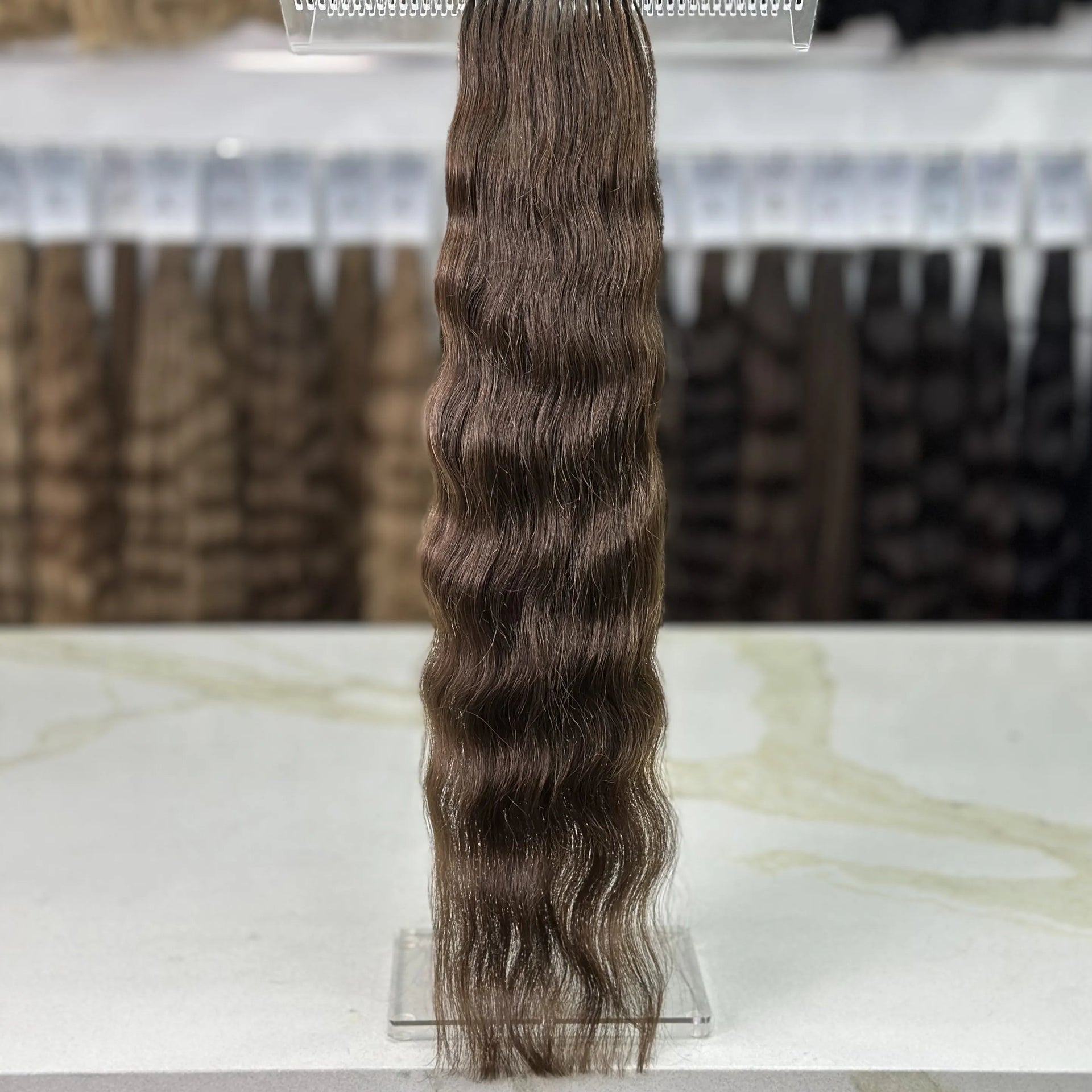 K-tip Slavic hair, colored, curly 22 inch, 103gr, 172str