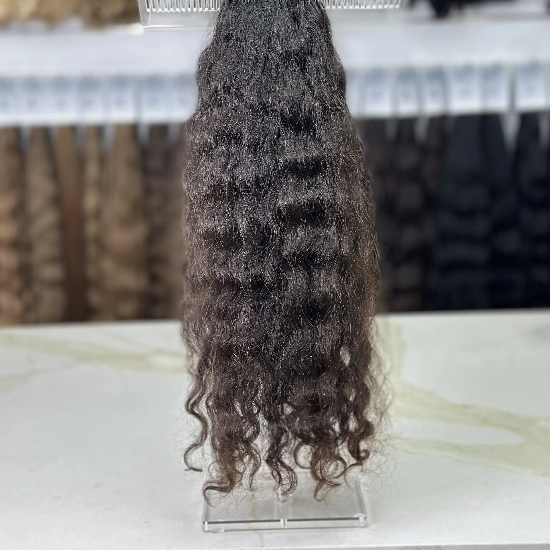 K-tip Slavic hair, colored, curly 22 inch, 118gr, 243str