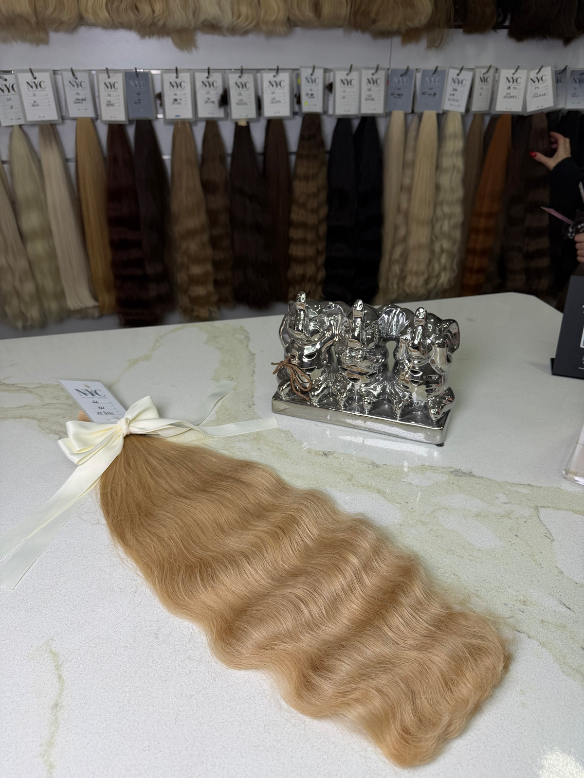 Premium Slavic Colored Hair – Blonde Wavy Bulk, 22 Inch, 121g