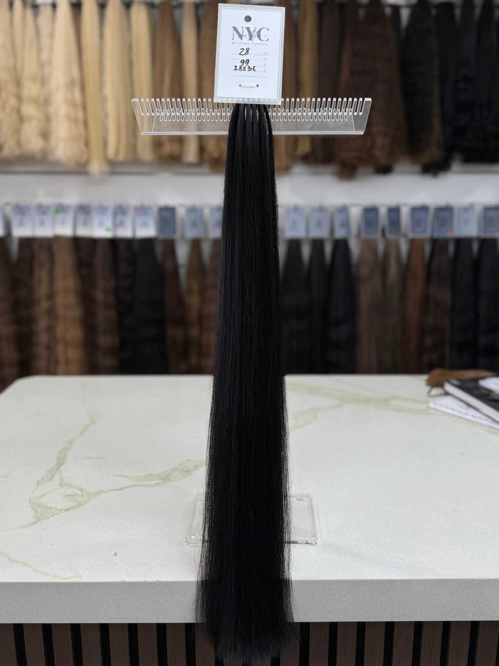 Premium Slavic Colored Hair Black Straight Bulk 28 Inch | LuxHairNYC