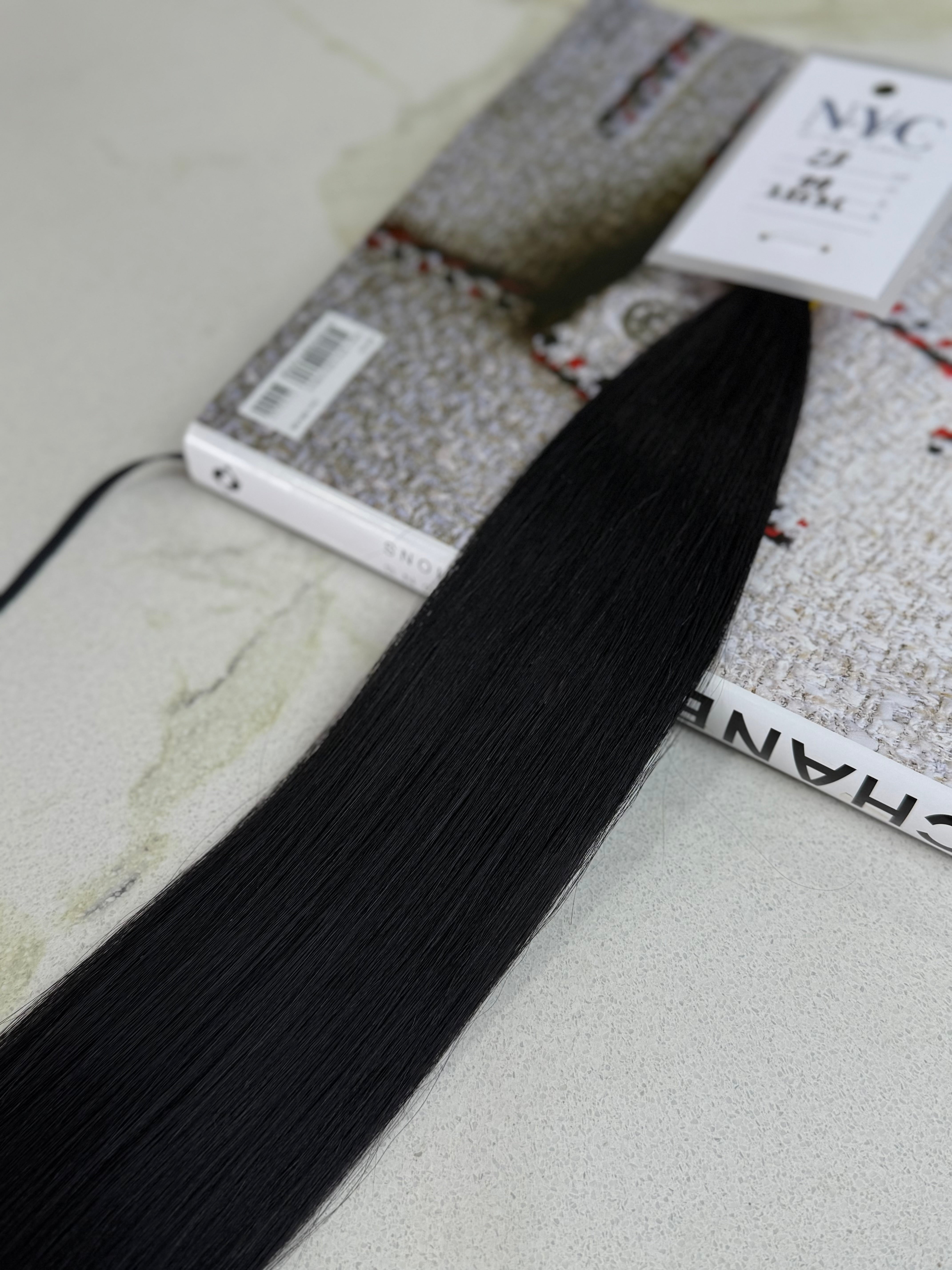 Premium Slavic Colored Hair Black Straight Bulk 28 Inch | LuxHairNYC
