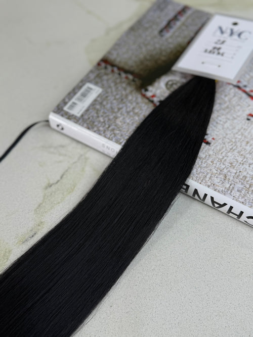 Premium Slavic Colored Hair Black Straight Bulk 28 Inch | LuxHairNYC