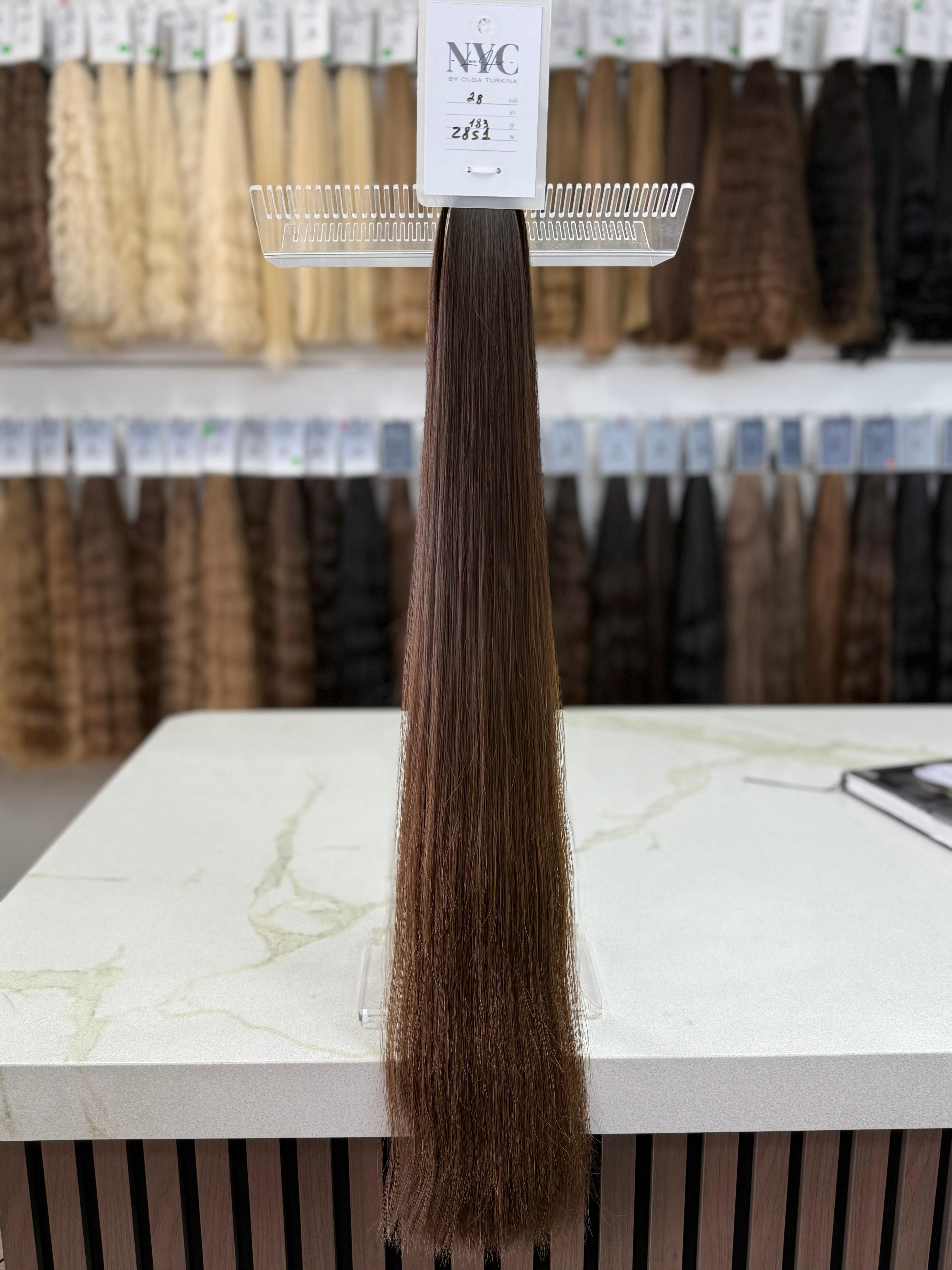 Premium Slavic Colored Hair Brown Straight Bulk 28 Inch | LuxHairNYC