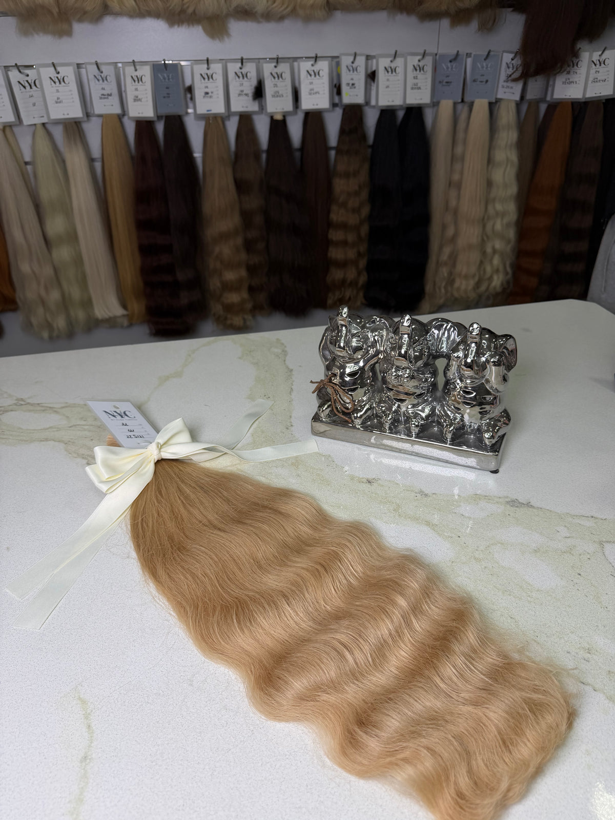 Premium Slavic Colored Hair – Blonde Wavy Bulk, 22 Inch, 121g