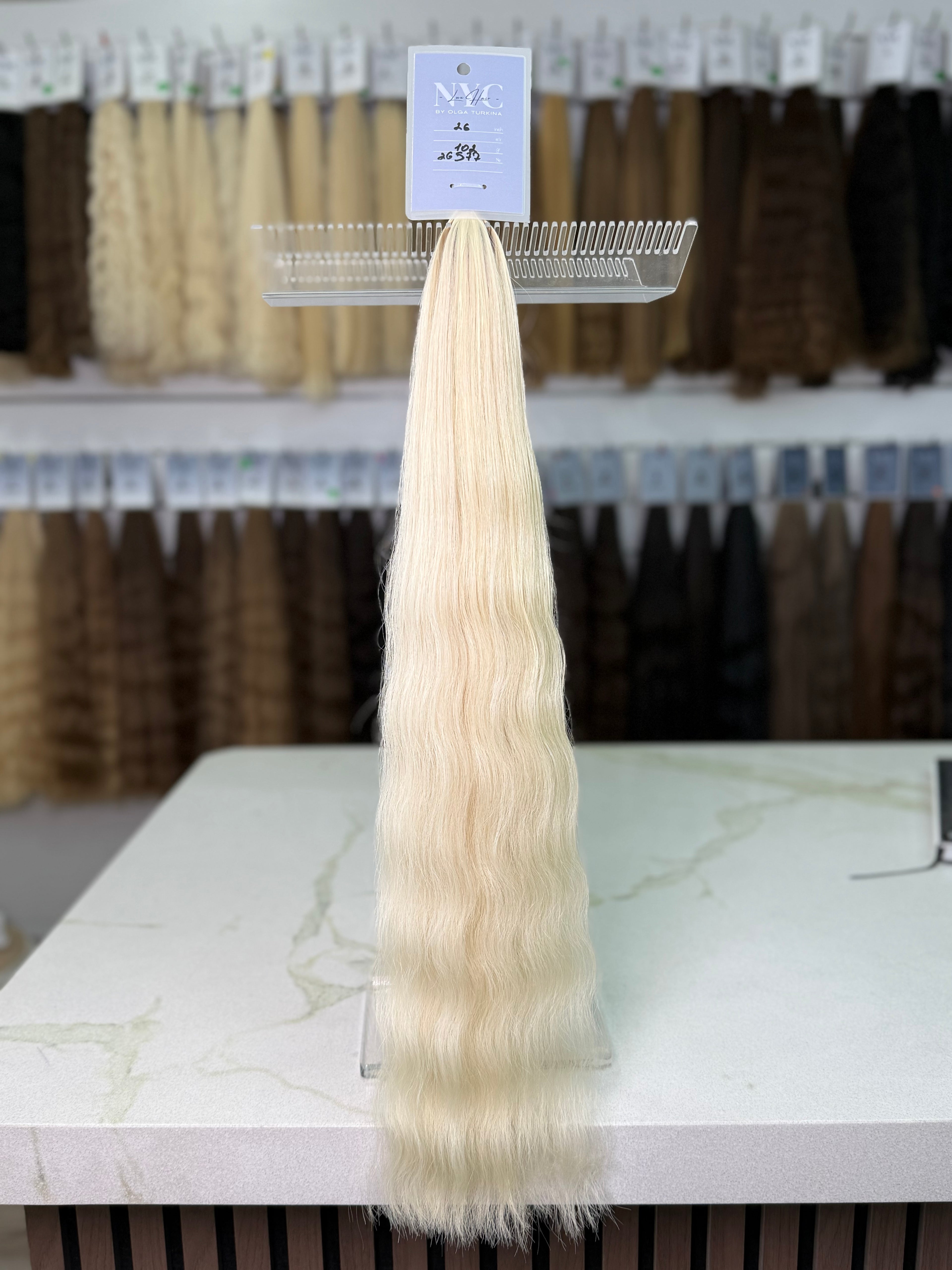Premium Slavic Colored Hair Blonde Wavy Bulk 26 Inch | LuxHairNYC