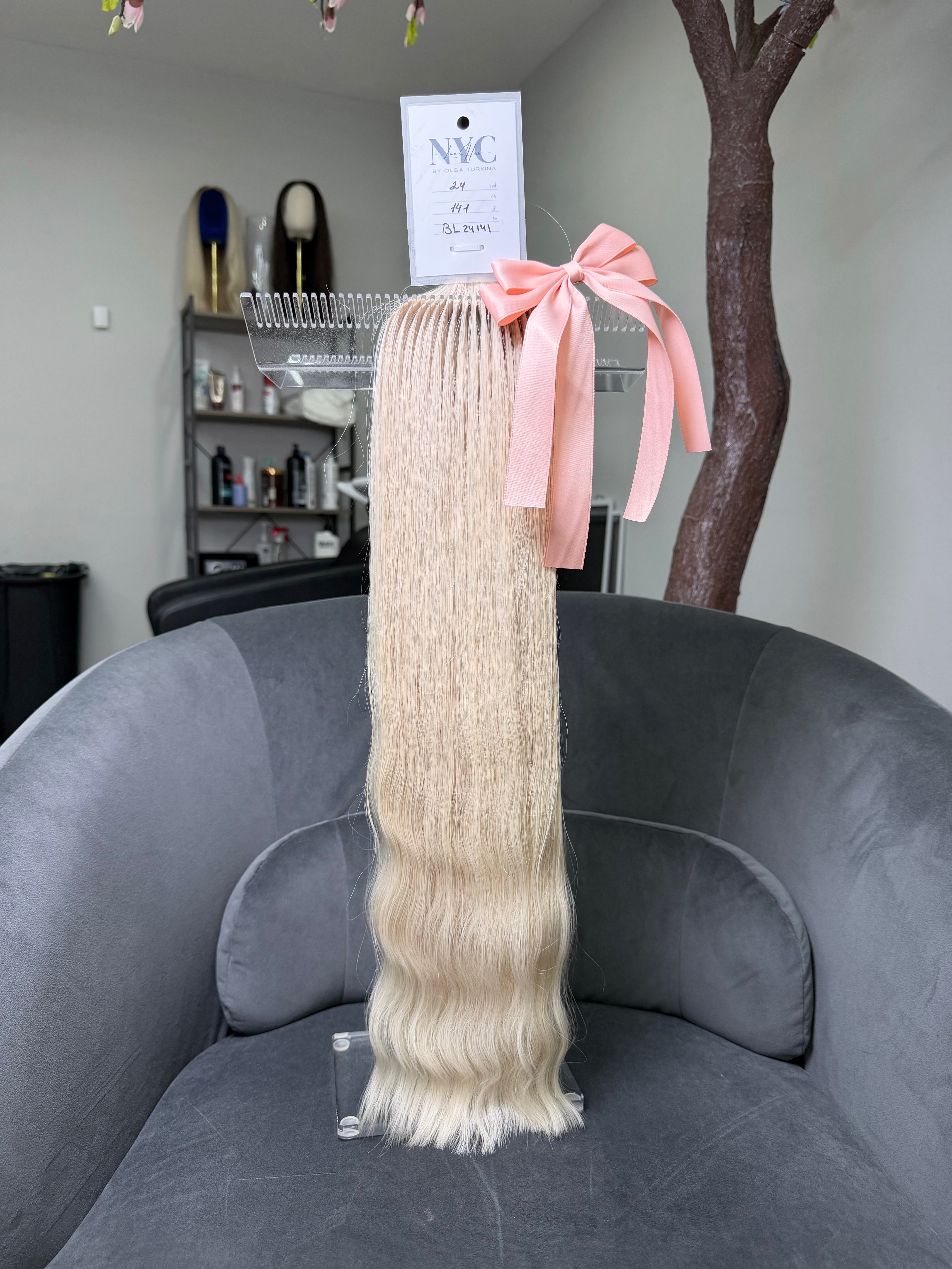 Premium Slavic Colored Hair – Blonde Wavy Bulk, 24 Inch, 141g