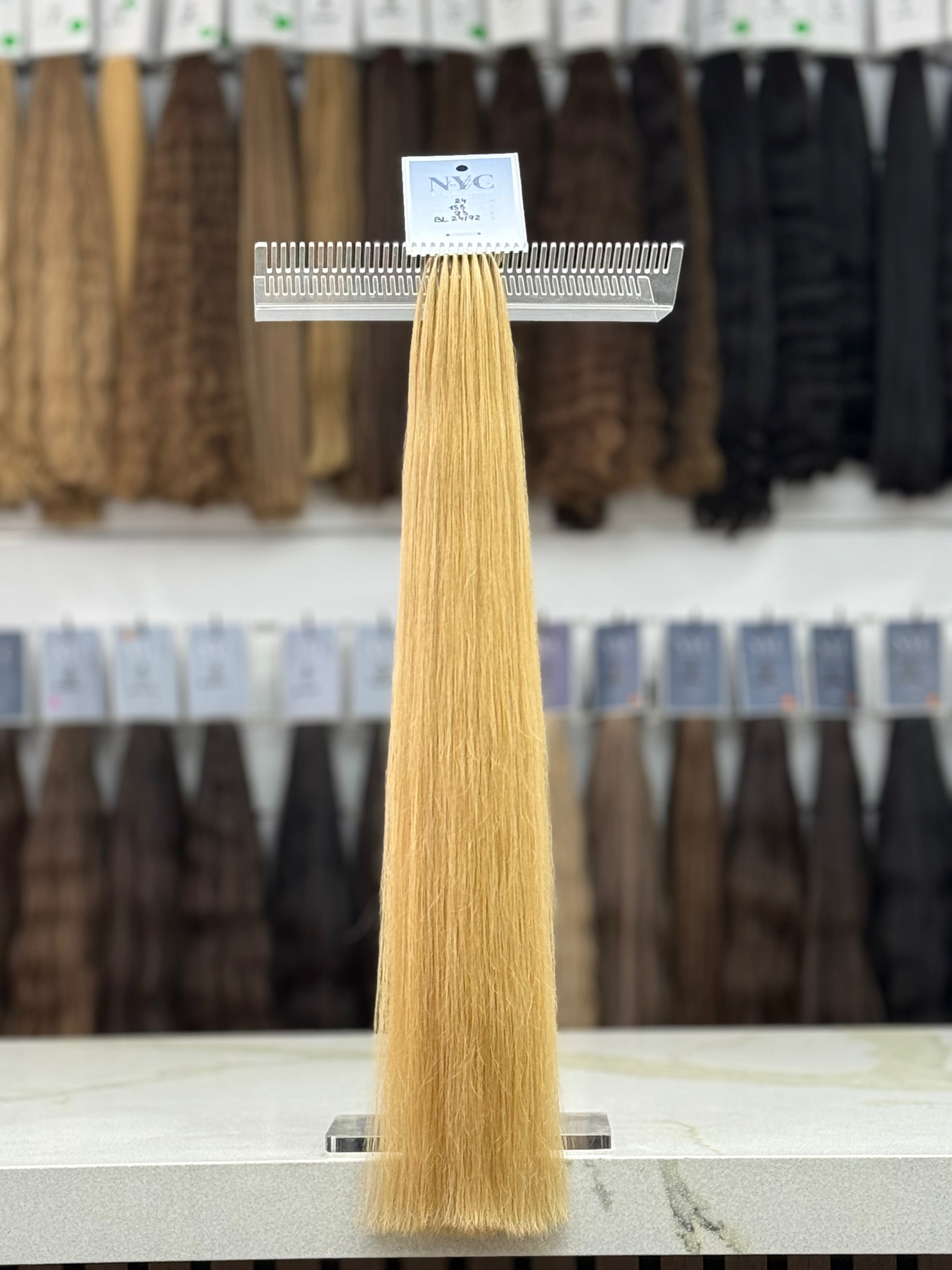 K-Tip Slavic Colored Hair Blonde Straight 24 Inch | LuxHairNYC