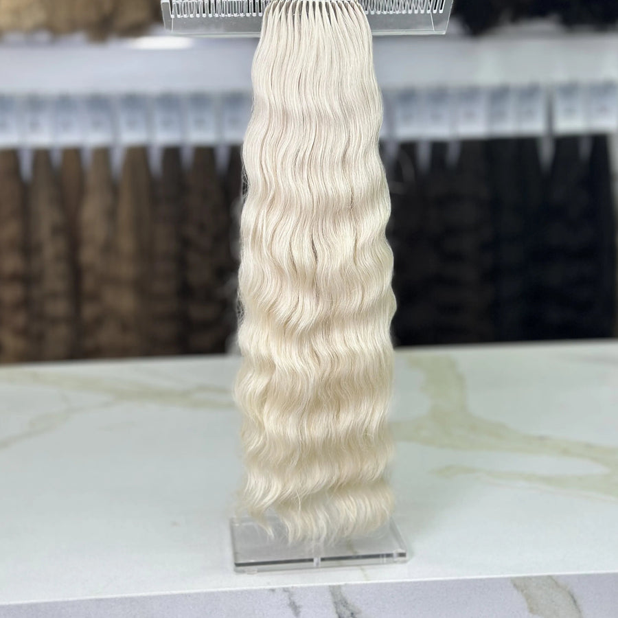 K-tip Slavic hair, colored, curly 22 inch, 134gr, 206str