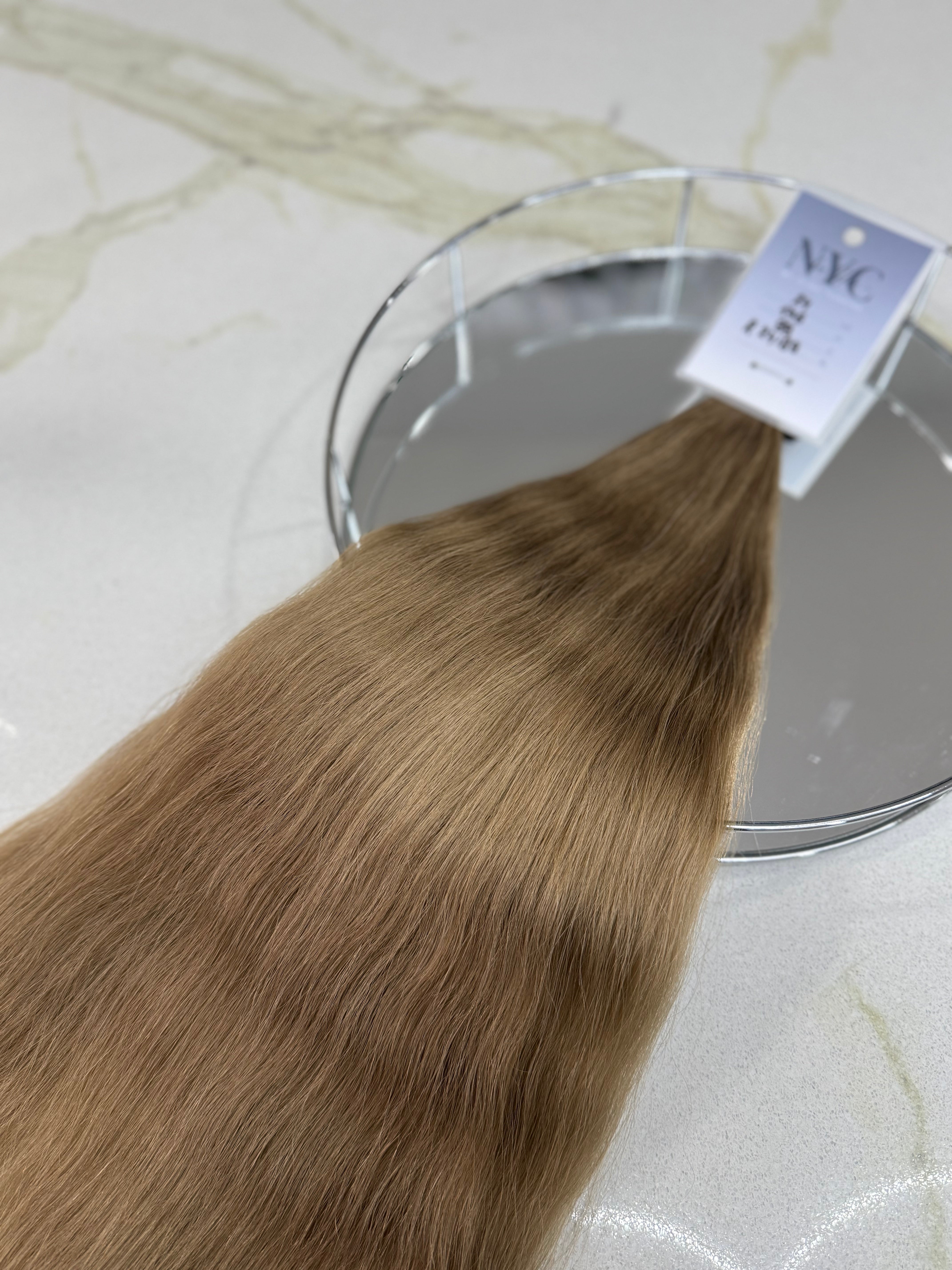 Premium Slavic K-Tip Extensions – Light Brown Wavy 24