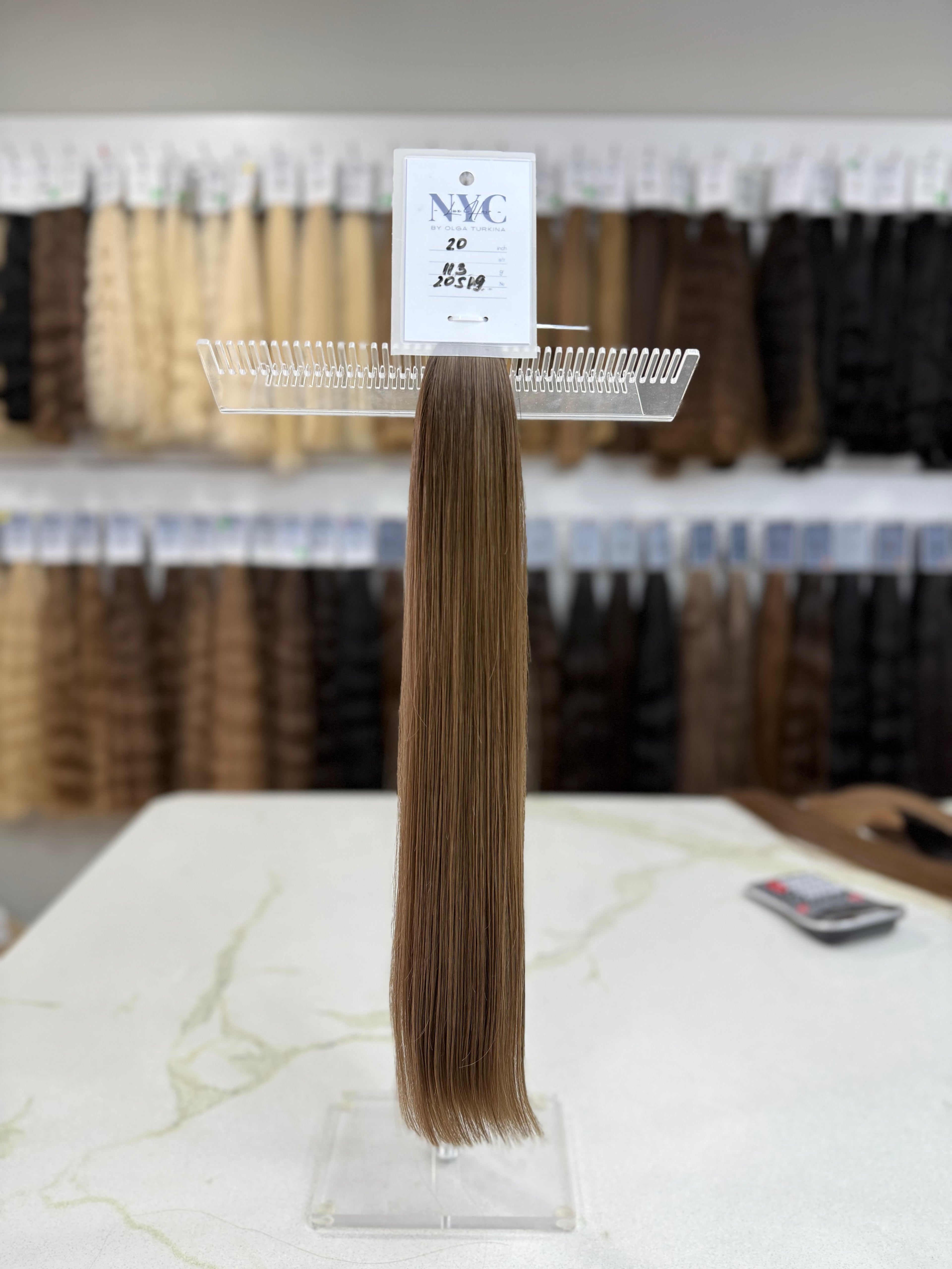 Premium Slavic Colored Hair Brown Straight Bulk 20 Inch | LuxHairNYC