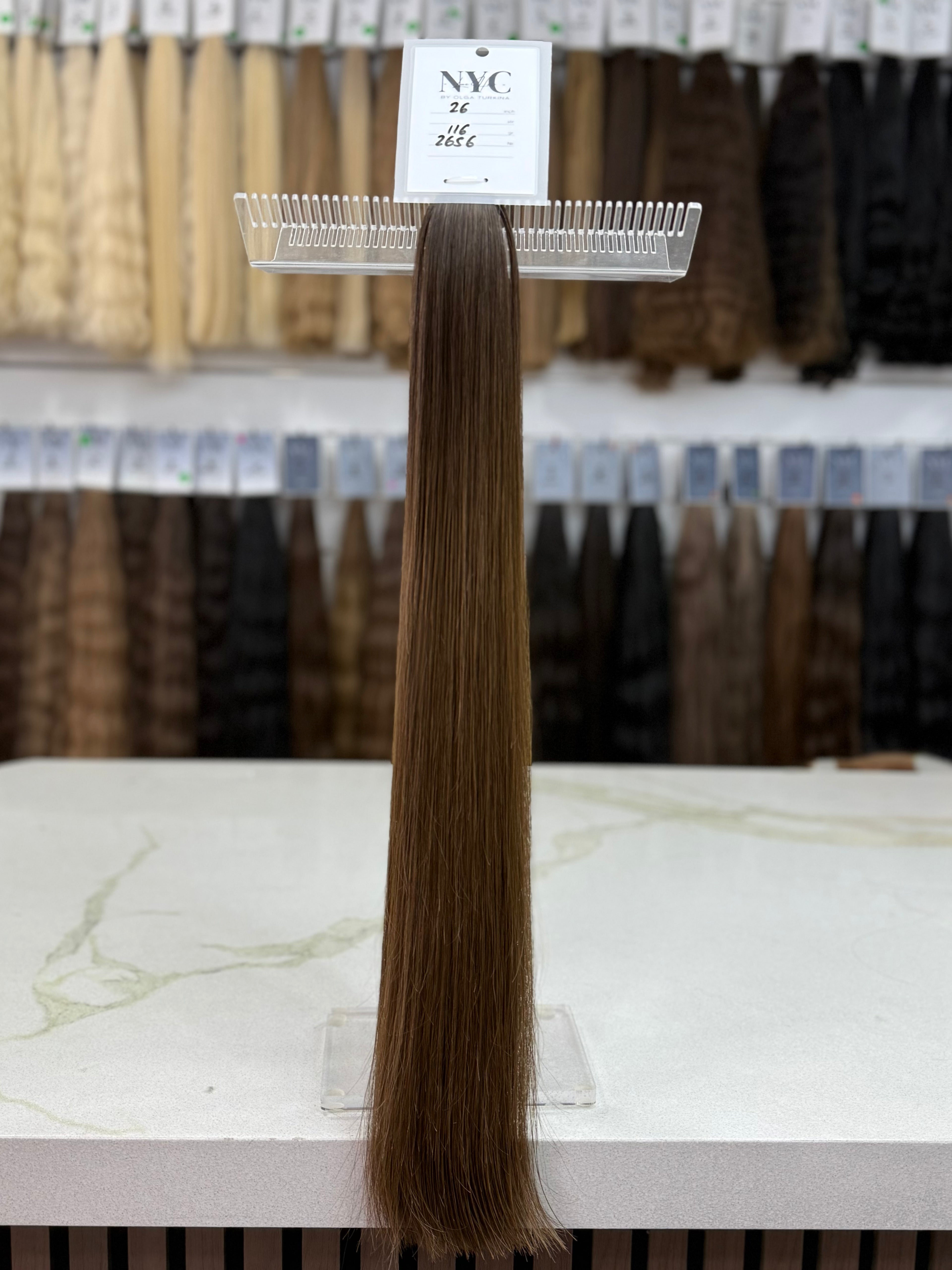 Premium Slavic Colored Hair Brown Straight Bulk 26 Inch | LuxHairNYC