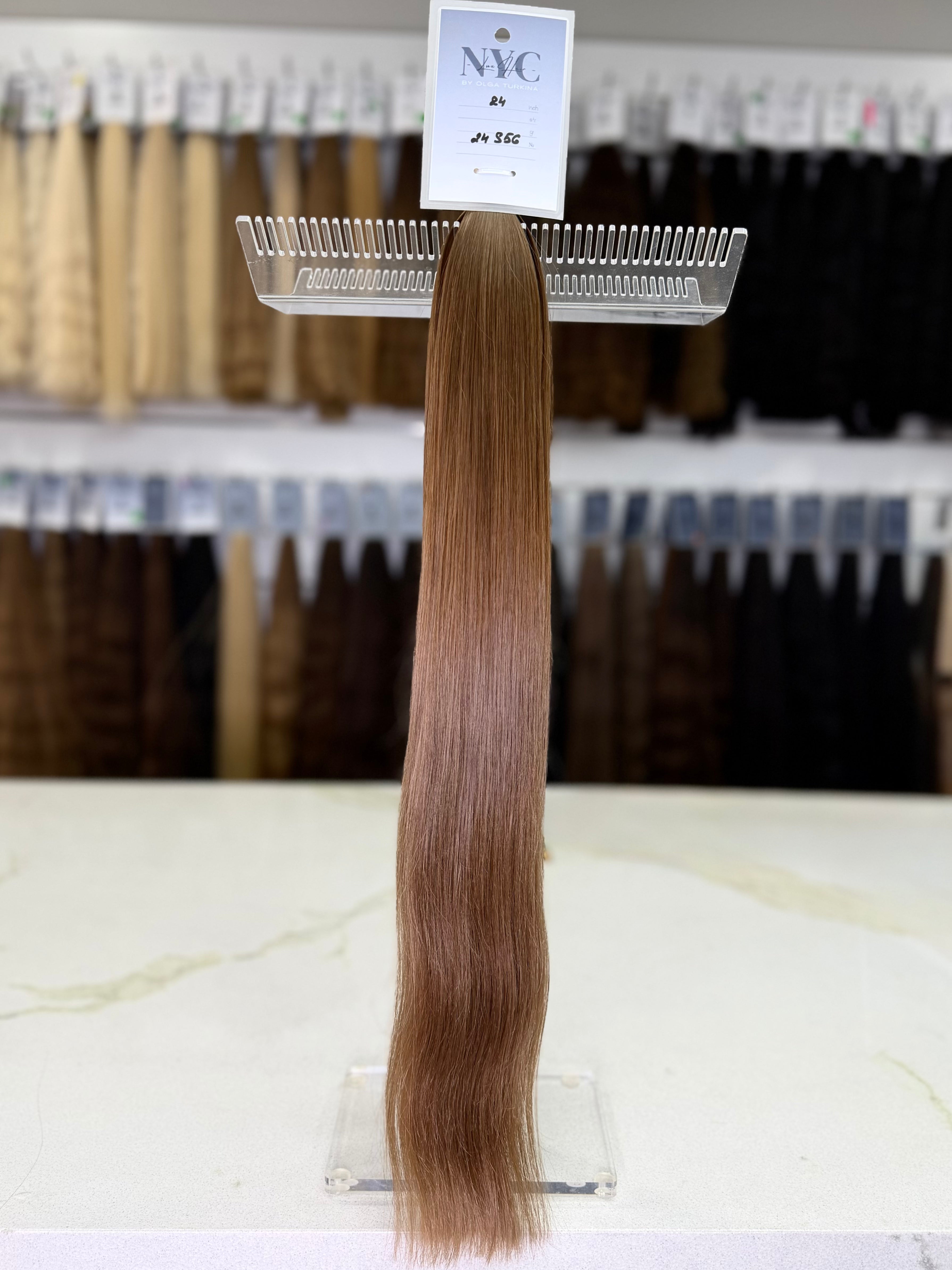 Premium Slavic Colored Hair Light Brown Straight Bulk 24 Inch | LuxHairNYC