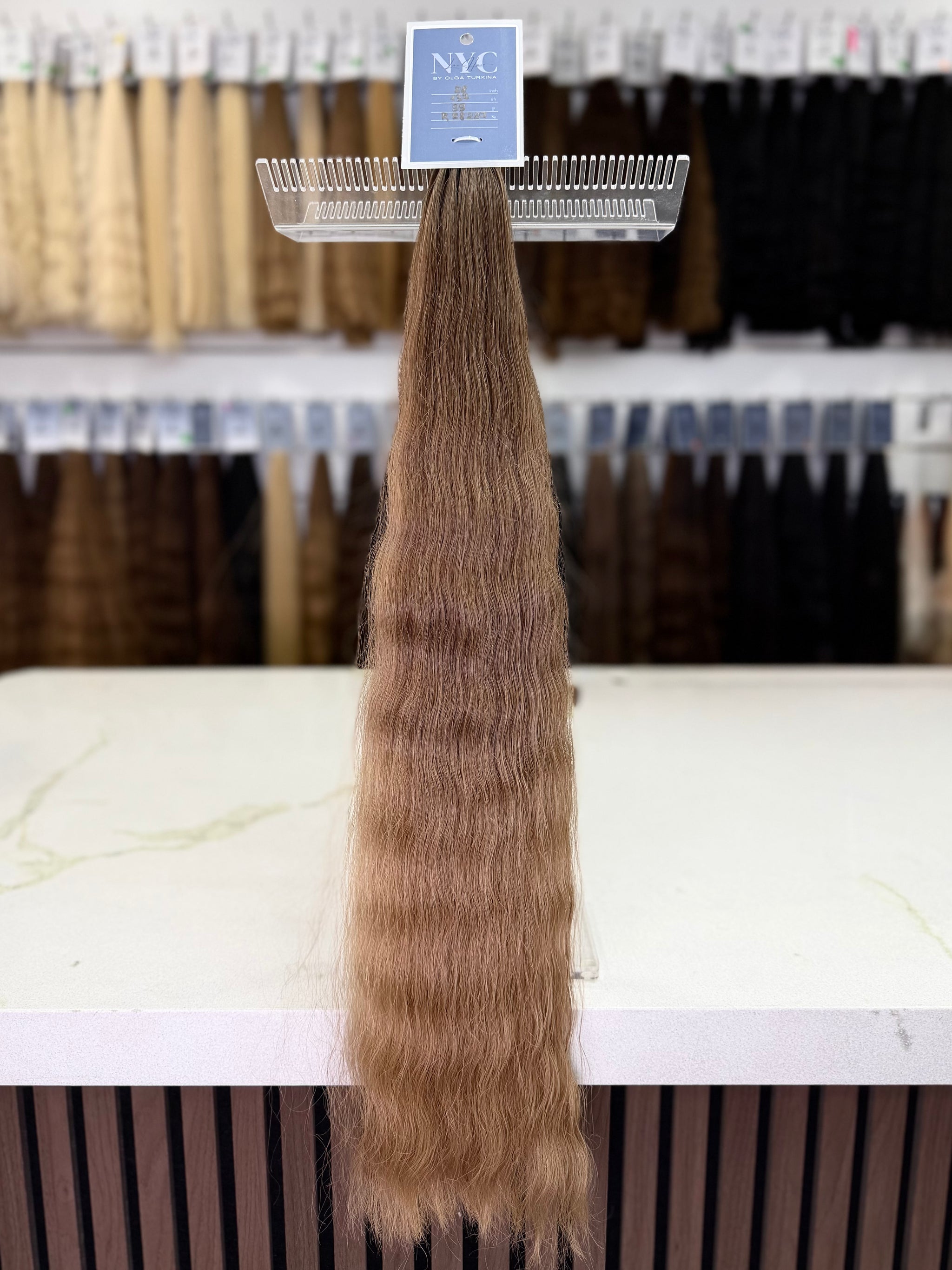 Premium Slavic K-Tip Extensions – Light Brown Wavy 28