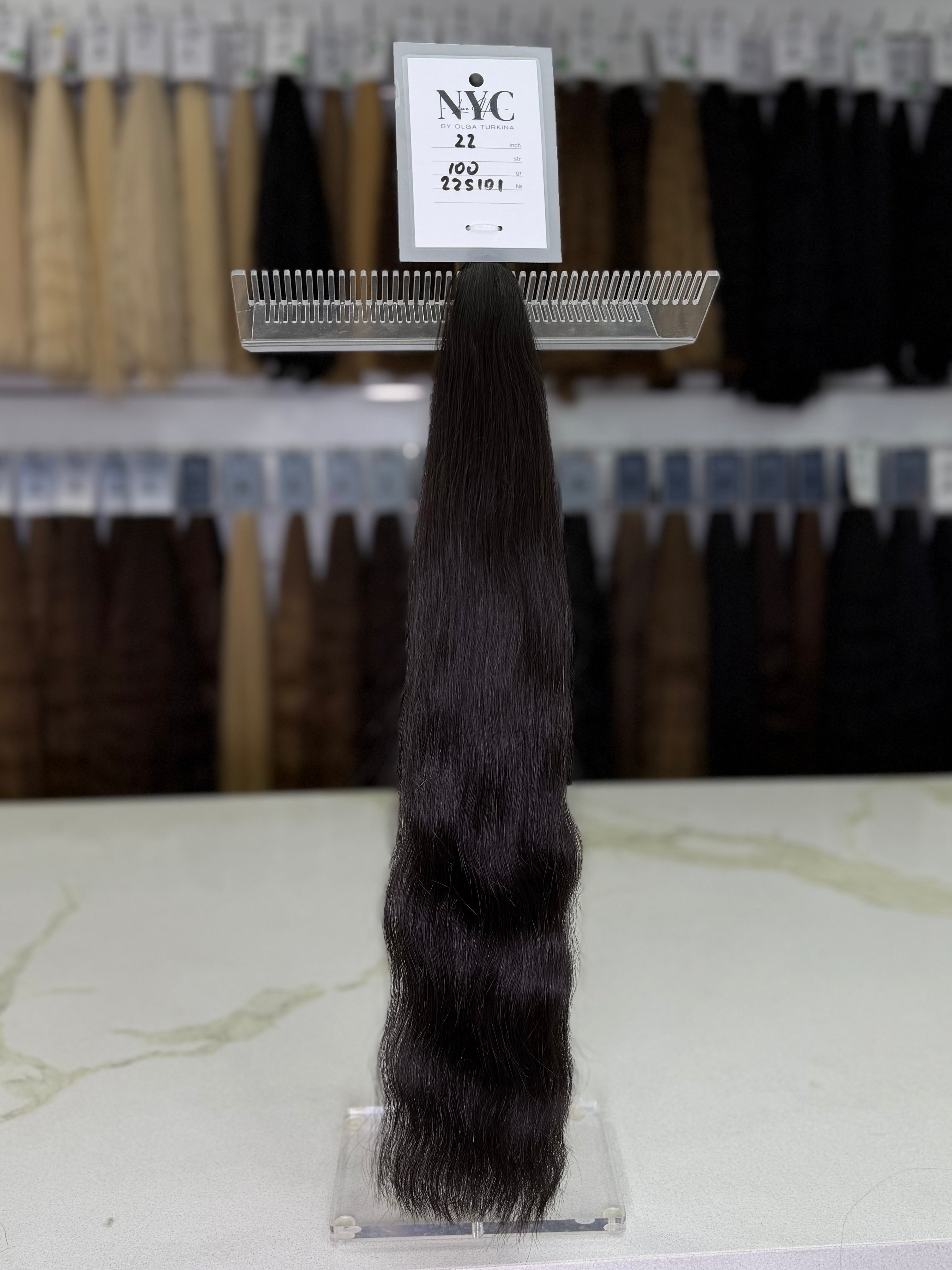 Premium Slavic Colored Hair Black Wavy Bulk 22 Inch | LuxHairNYC
