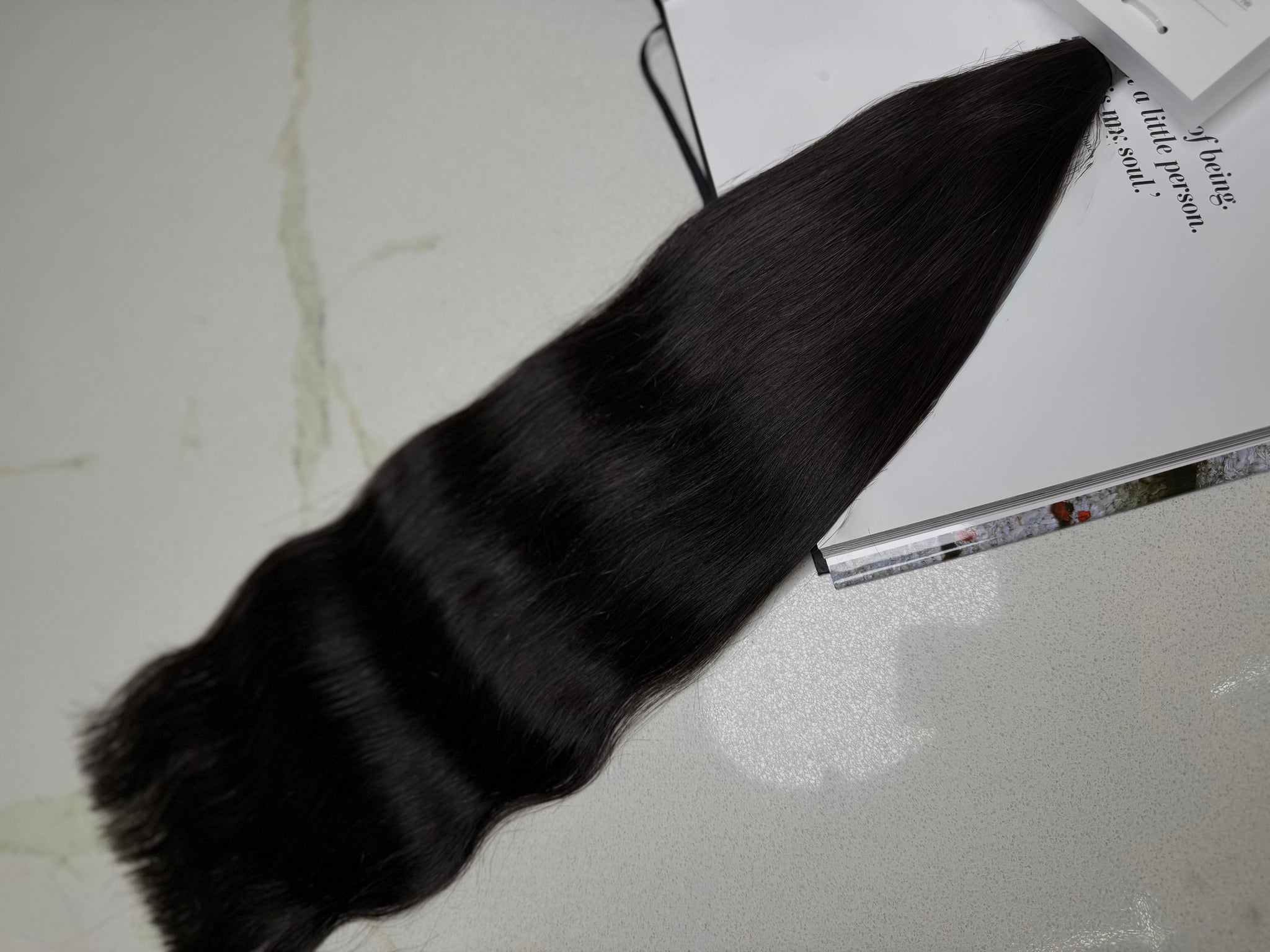 Premium Slavic Colored Hair Black Wavy Bulk 22 Inch | LuxHairNYC