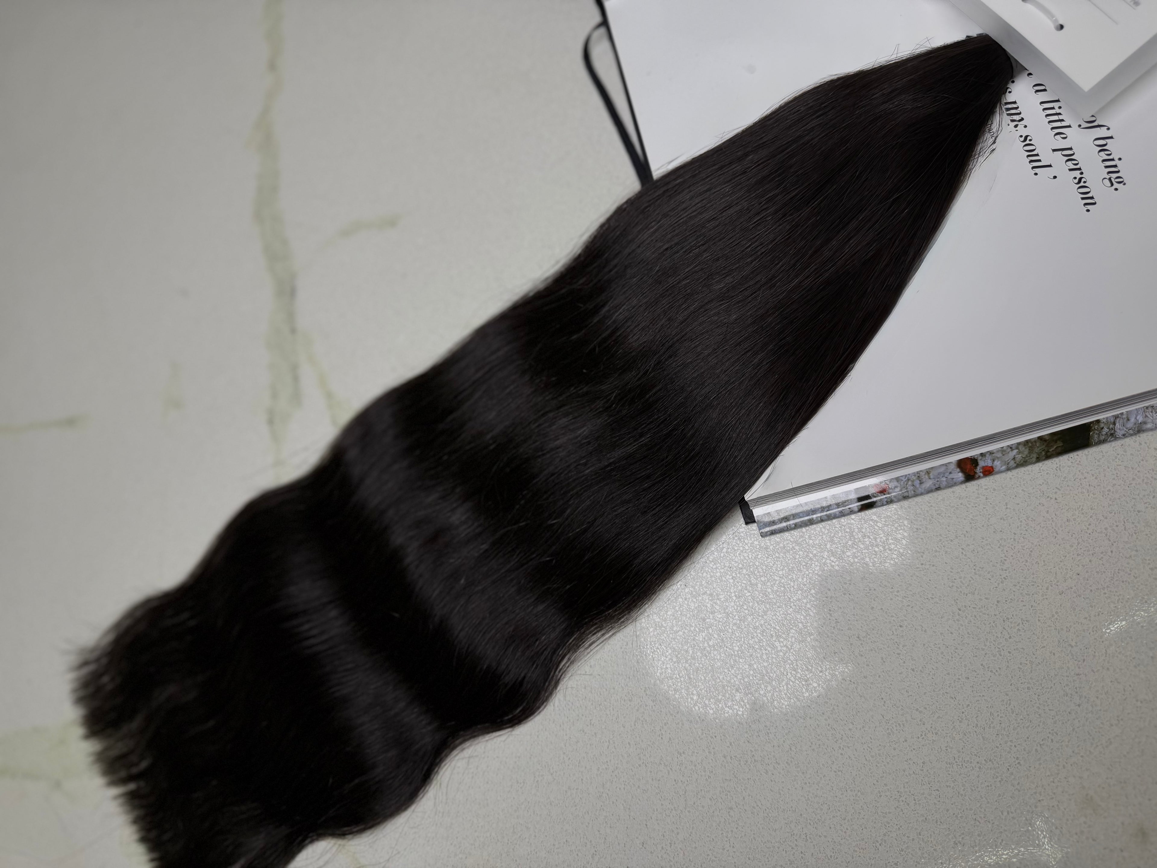 Premium Slavic Colored Hair Black Wavy Bulk 22 Inch | LuxHairNYC