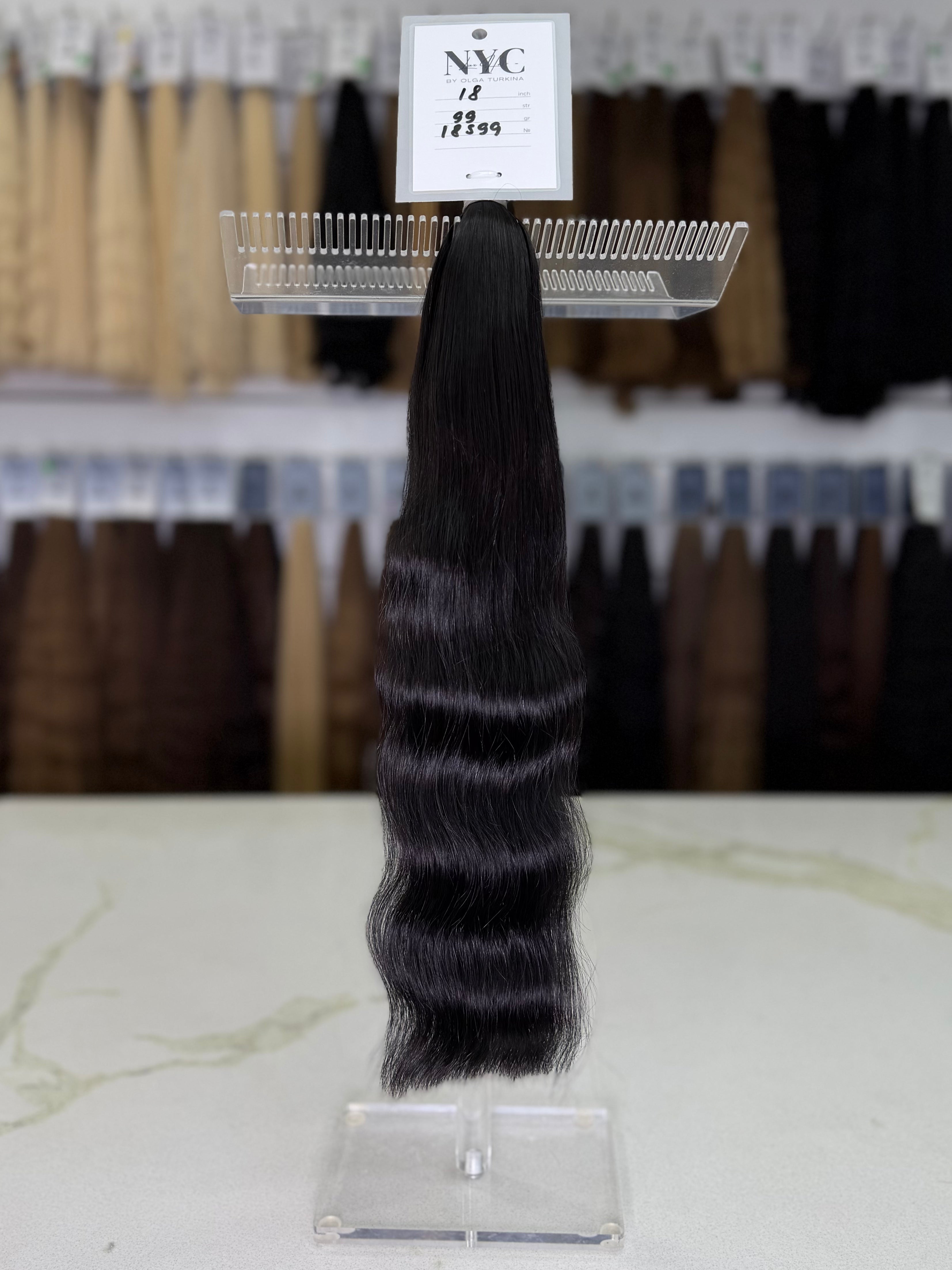 Premium Slavic Colored Hair Black Wavy Bulk 18 Inch | LuxHairNYC