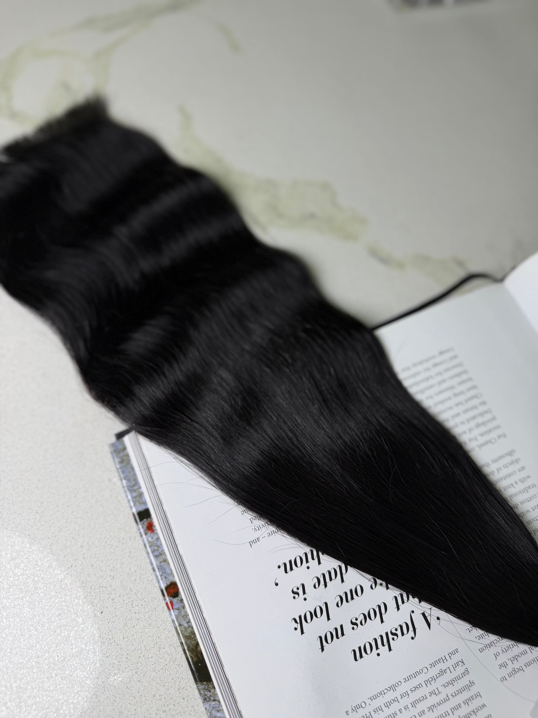 Premium Slavic Colored Hair Black Wavy Bulk 18 Inch | LuxHairNYC
