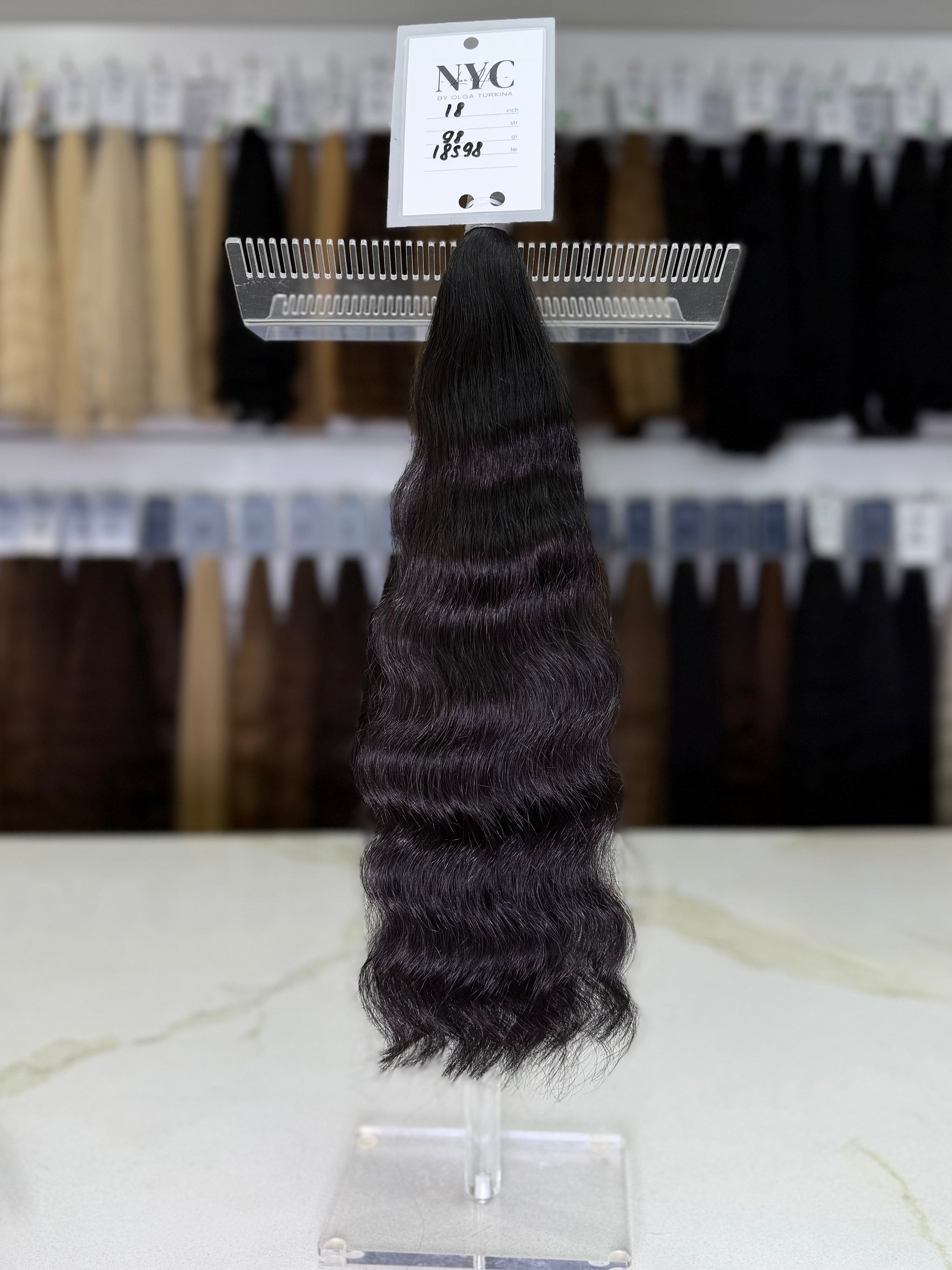 Premium Slavic Colored Hair Black Curly Bulk 18 Inch | LuxHairNYC