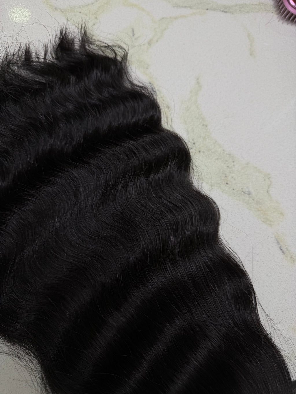 Premium Slavic Colored Hair Black Curly Bulk 18 Inch | LuxHairNYC