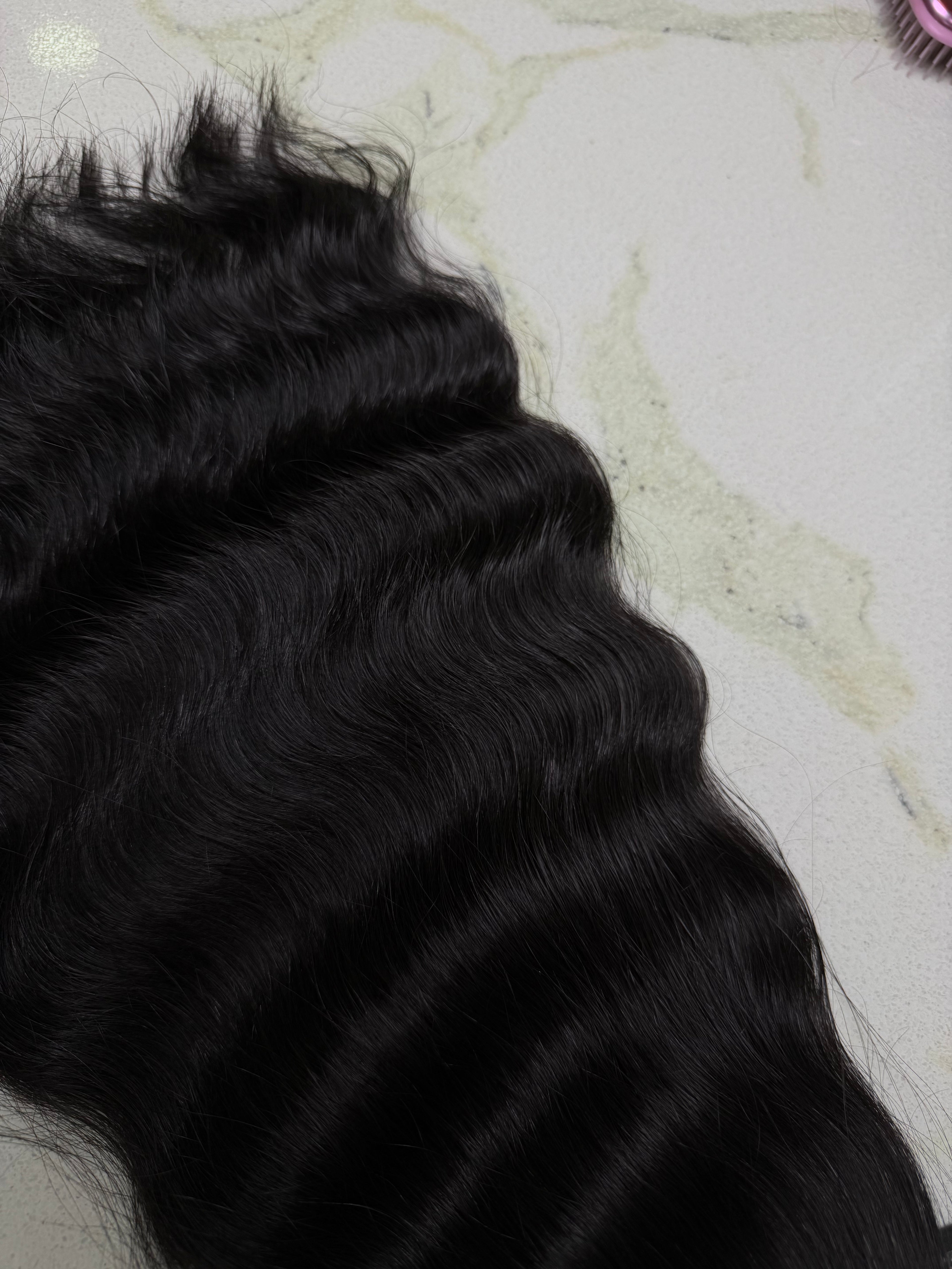 Premium Slavic Colored Hair Black Curly Bulk 18 Inch | LuxHairNYC