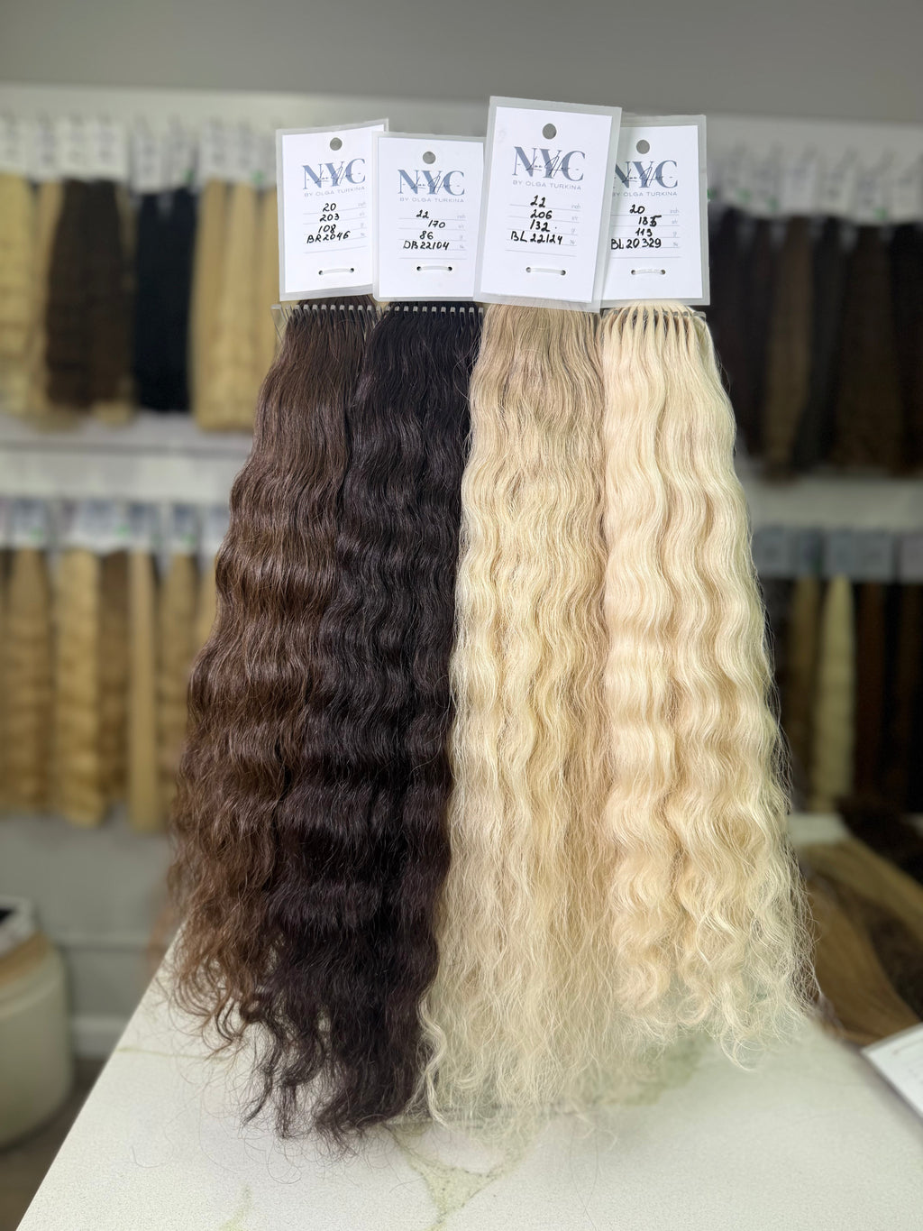 K-tip Slavic Hair Bundle - Mixed Colors, Curly/Wavy, 22 inch, 4 Pieces, 512gr Total LuxHairShop