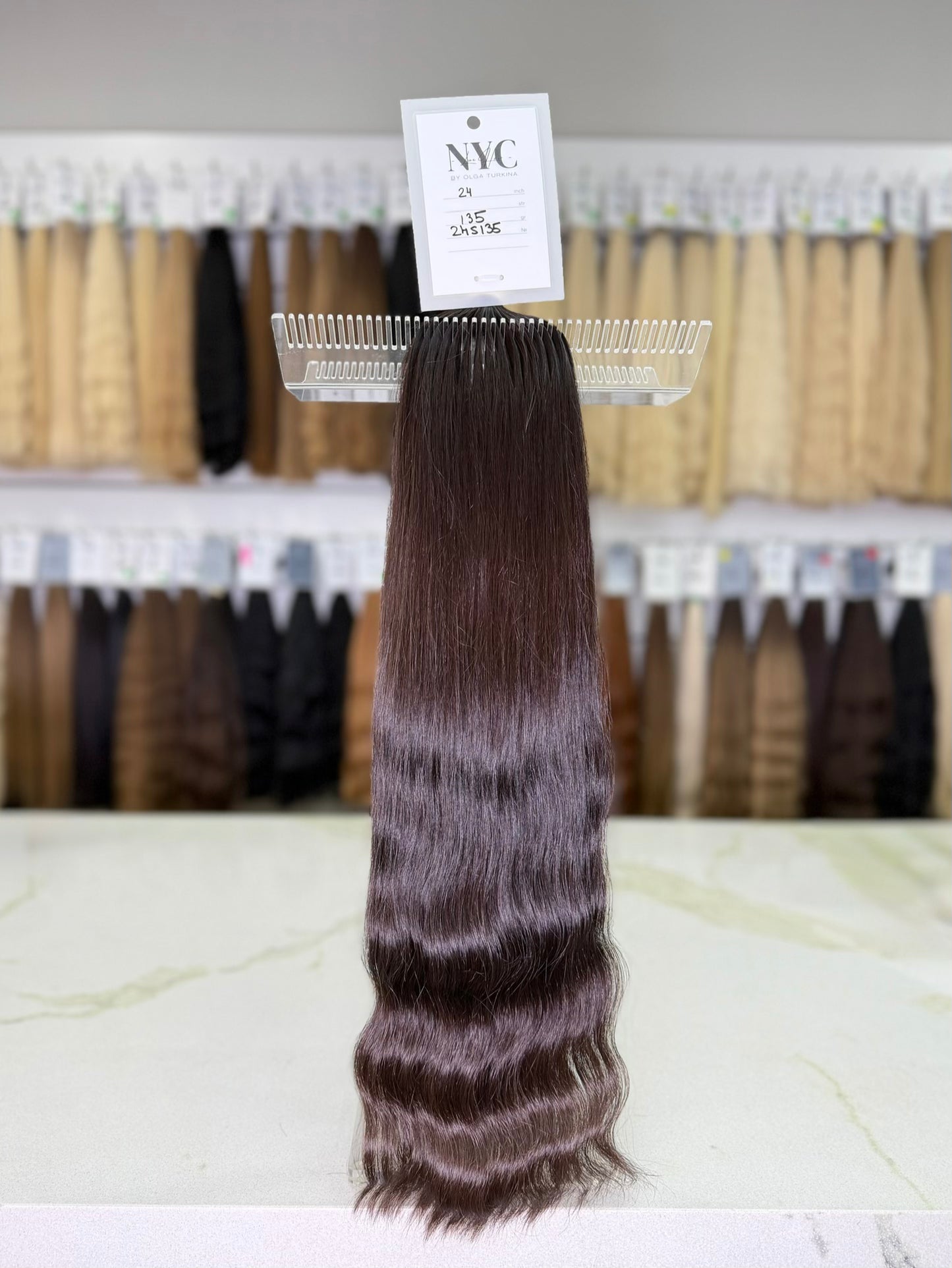 Premium Slavic Colored Hair Dark Brown with Plum Undertone Wavy Bulk 24 Inch | LuxHairNYC