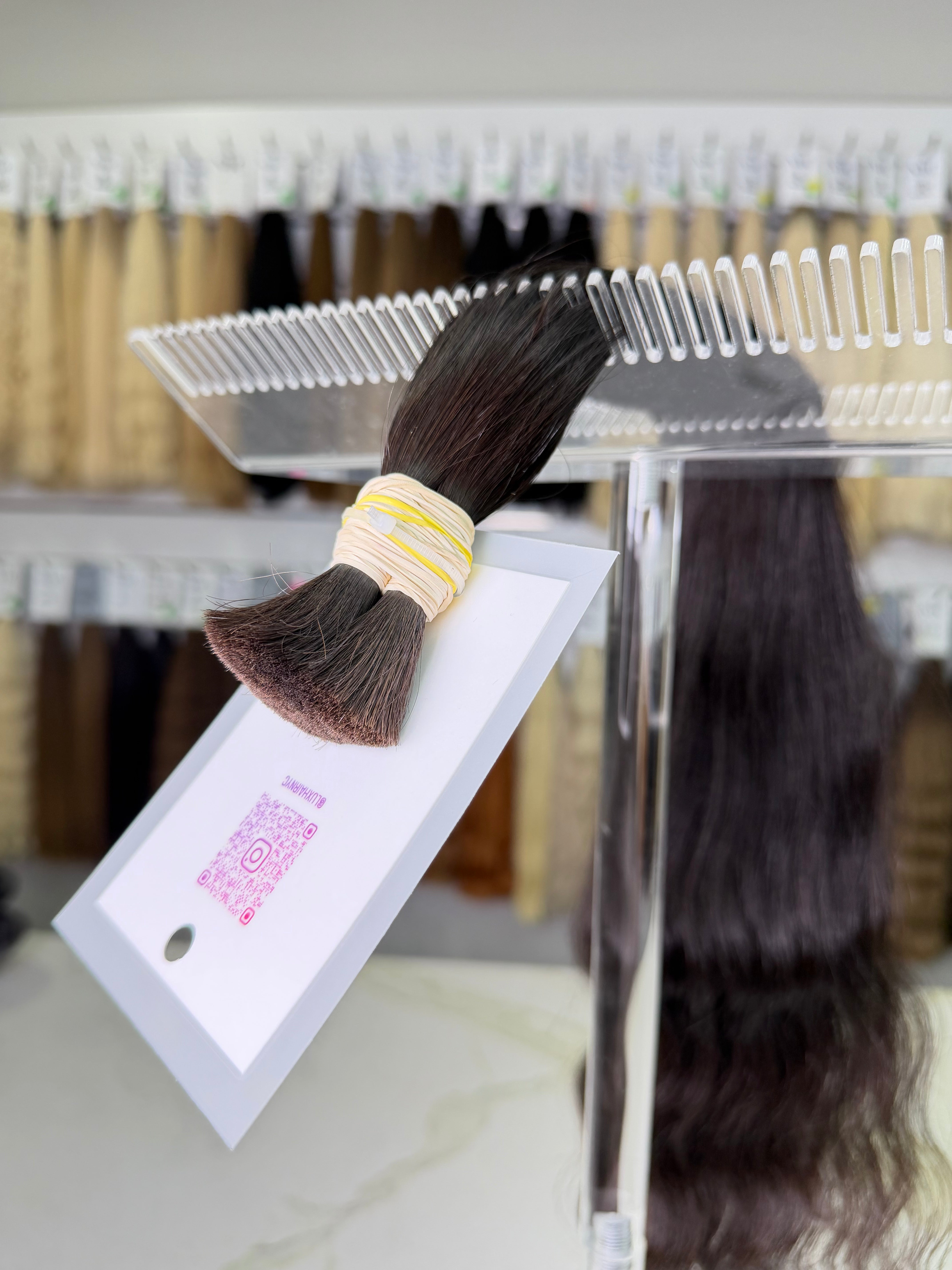 Premium Slavic Colored Hair Dark Brown with Plum Undertone Wavy Bulk 24 Inch | LuxHairNYC