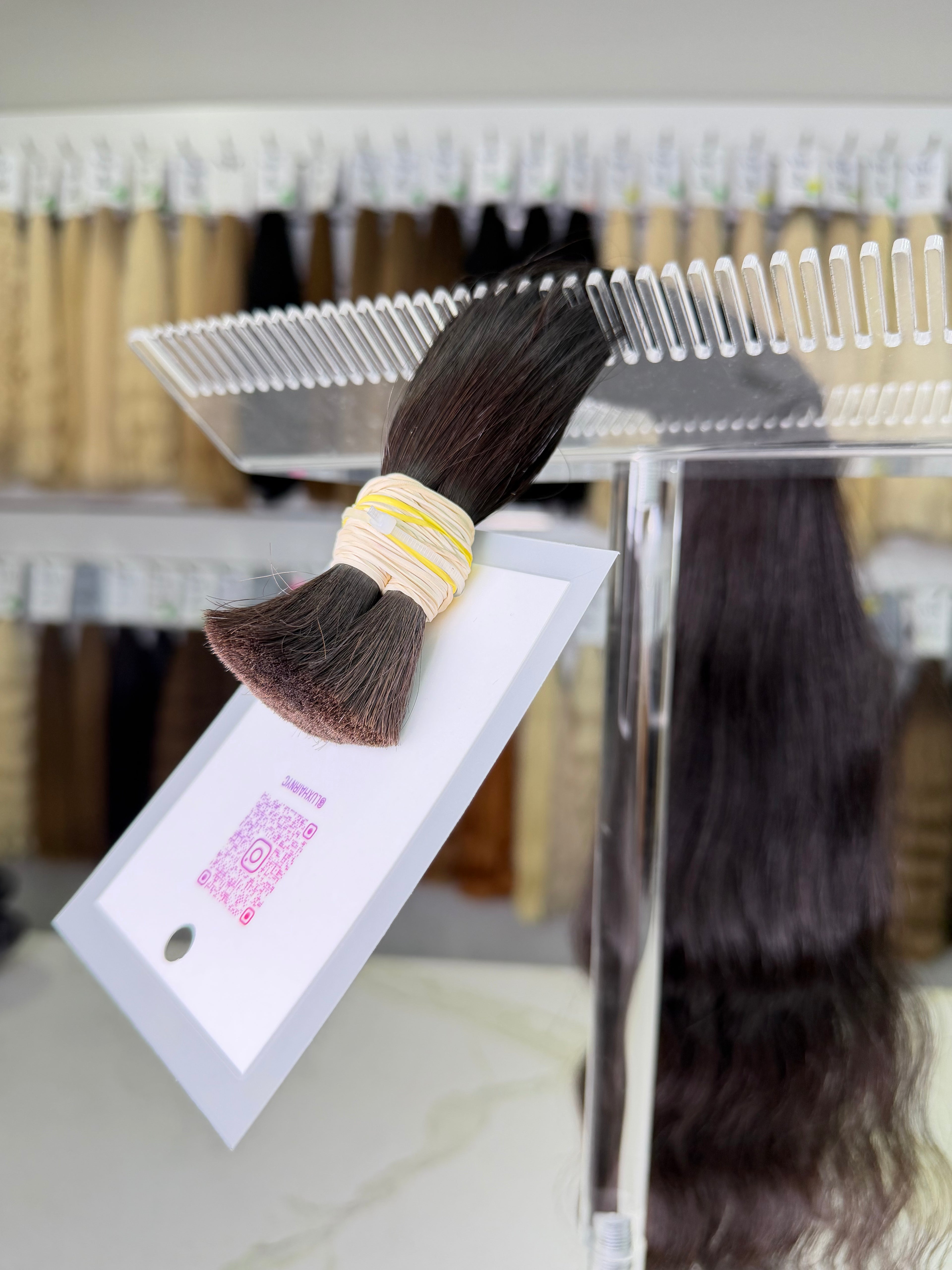 Premium Slavic Colored Hair Dark Brown with Plum Undertone Wavy Bulk 24 Inch | LuxHairNYC