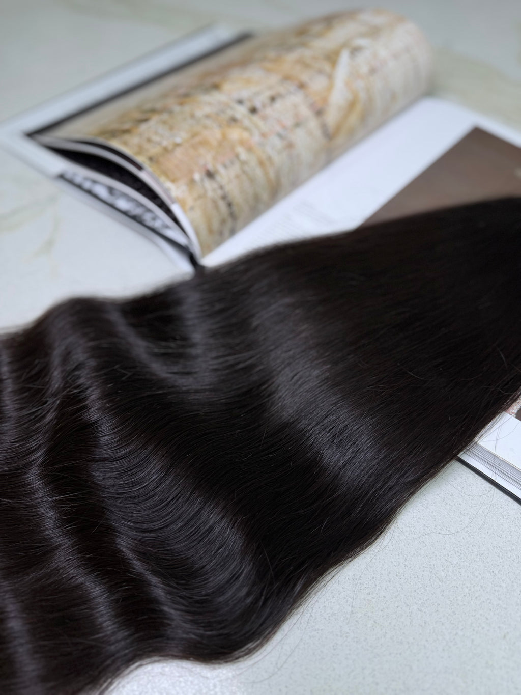 Premium Slavic Colored Hair Dark Brown with Plum Undertone Wavy Bulk 24 Inch | LuxHairNYC