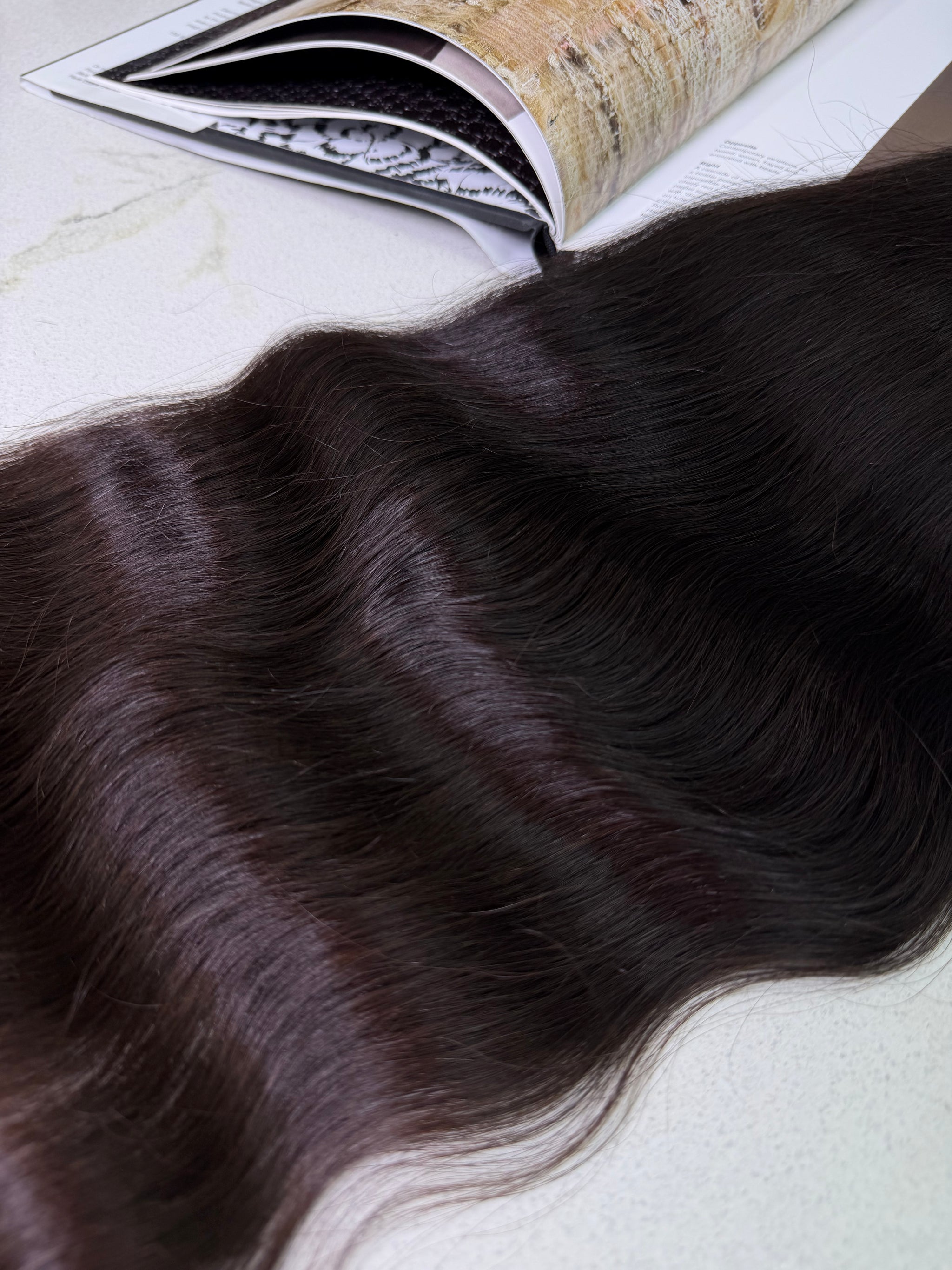 Premium Slavic Colored Hair Dark Brown with Plum Undertone Wavy Bulk 24 Inch | LuxHairNYC