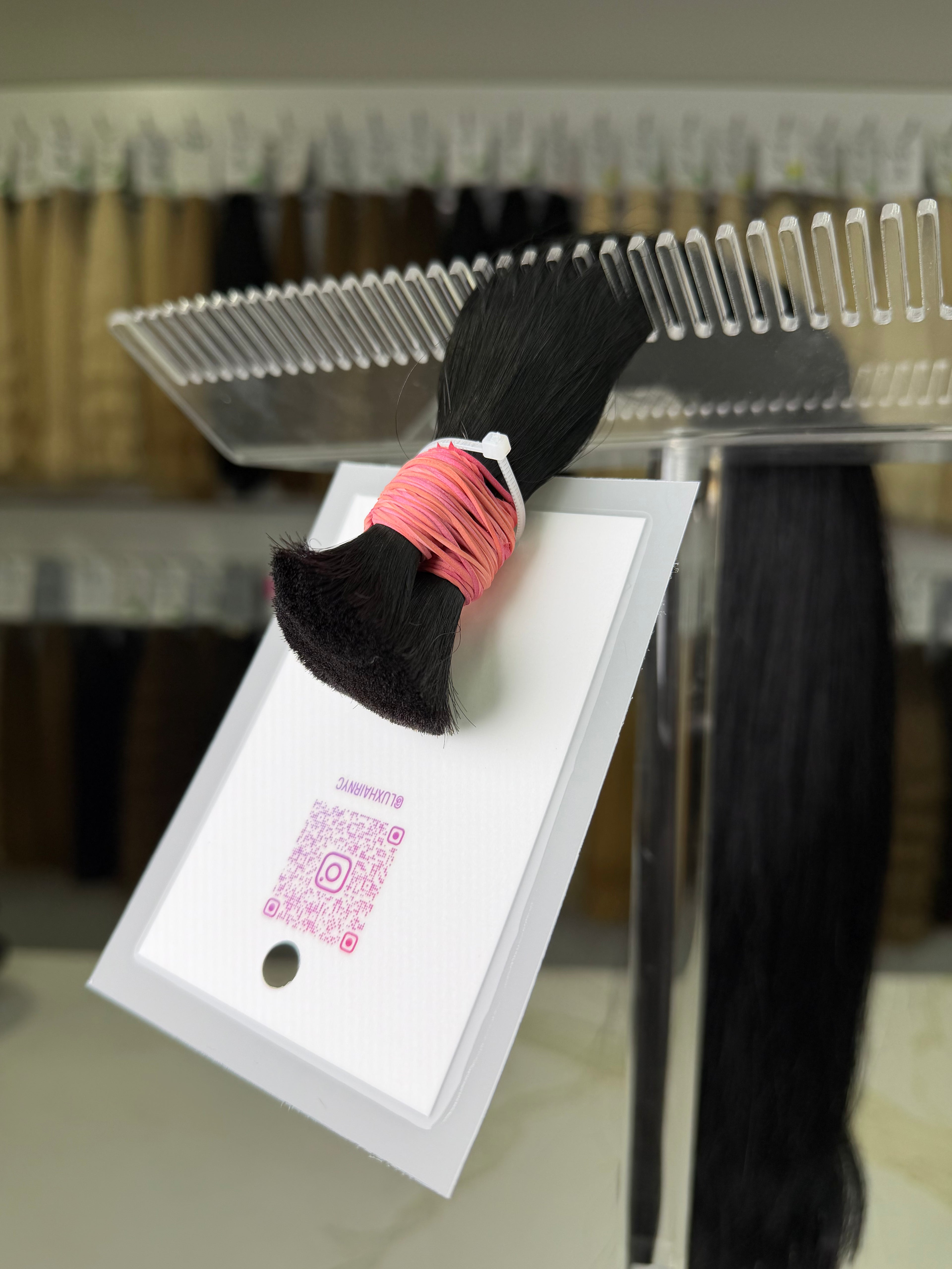 Premium Slavic Colored Hair Black Wavy Bulk 22 Inch | LuxHairNYC