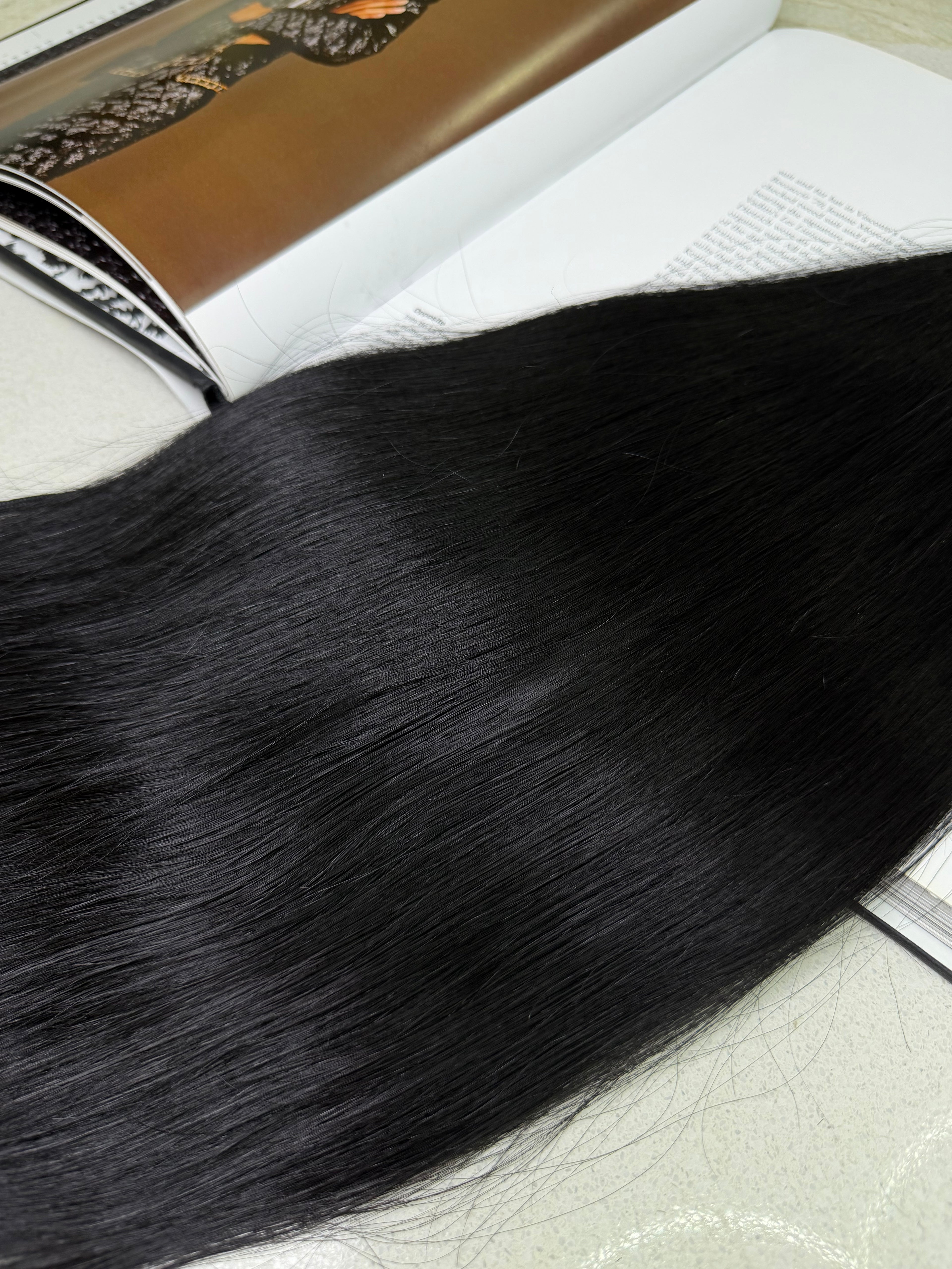 Premium Slavic Colored Hair Black Wavy Bulk 22 Inch | LuxHairNYC