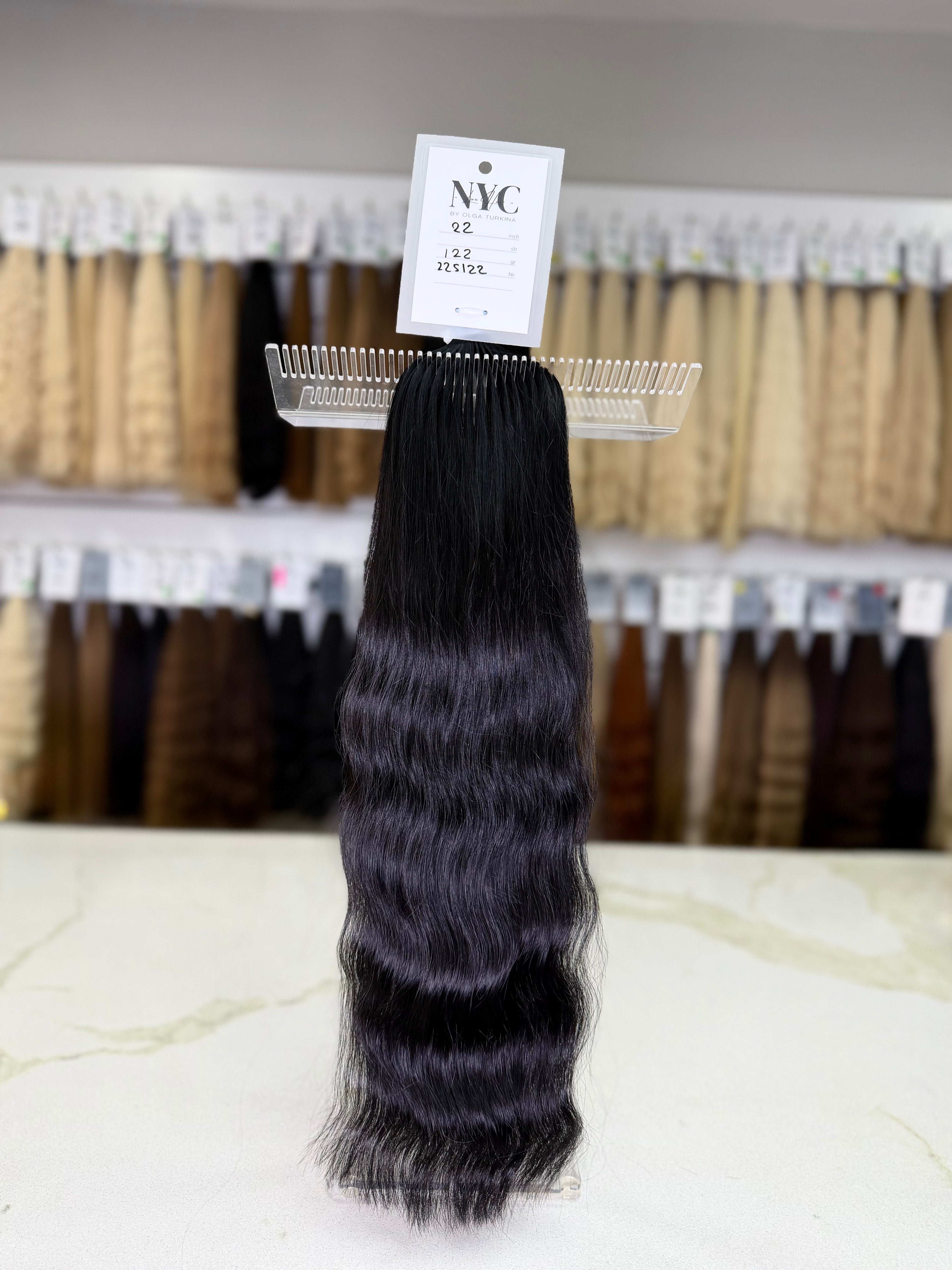 Premium Slavic Colored Hair Black Wavy Bulk 22 Inch | LuxHairNYC