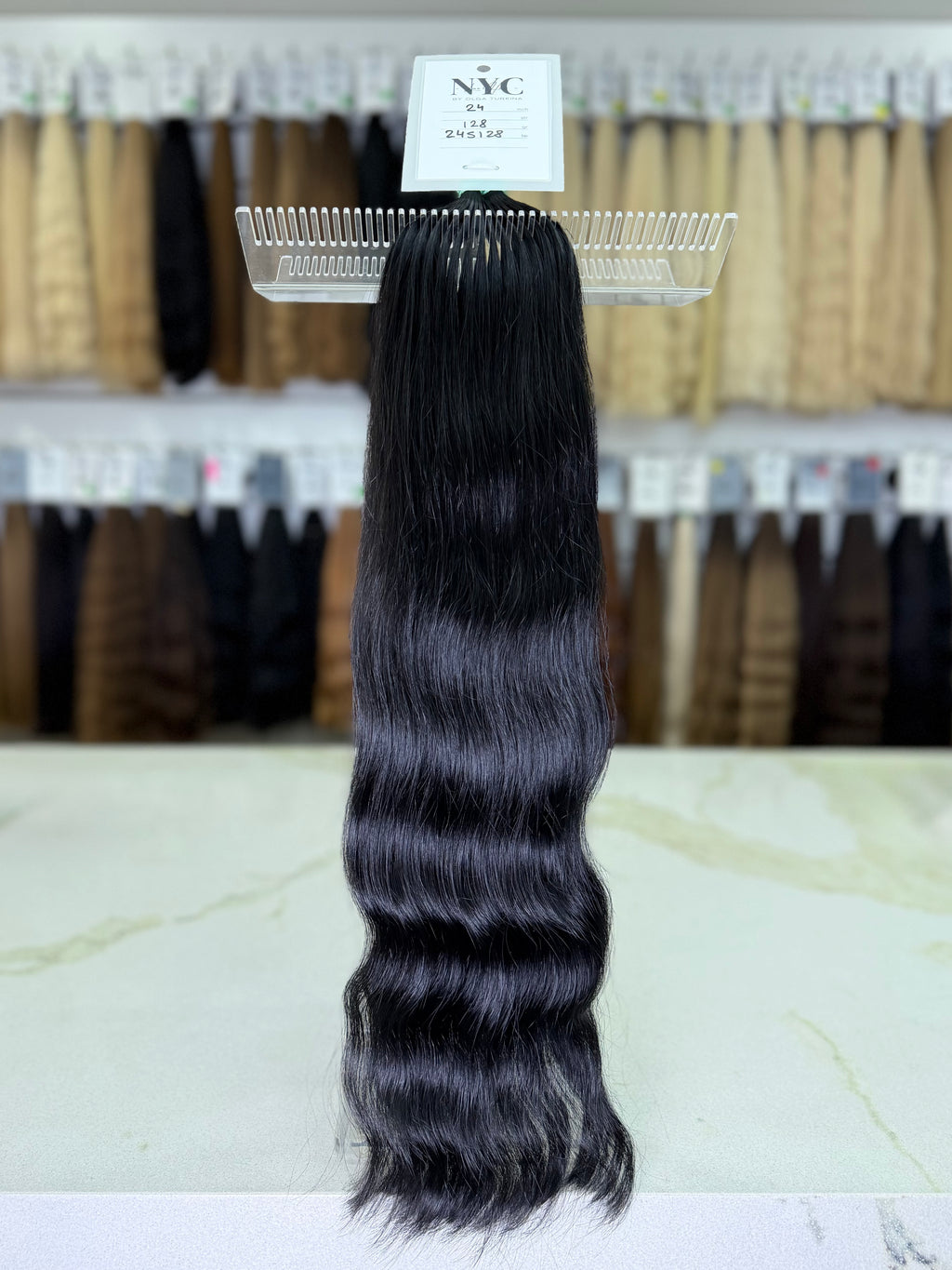 Premium Slavic Colored Hair Black Wavy Bulk 24 Inch | LuxHairNYC
