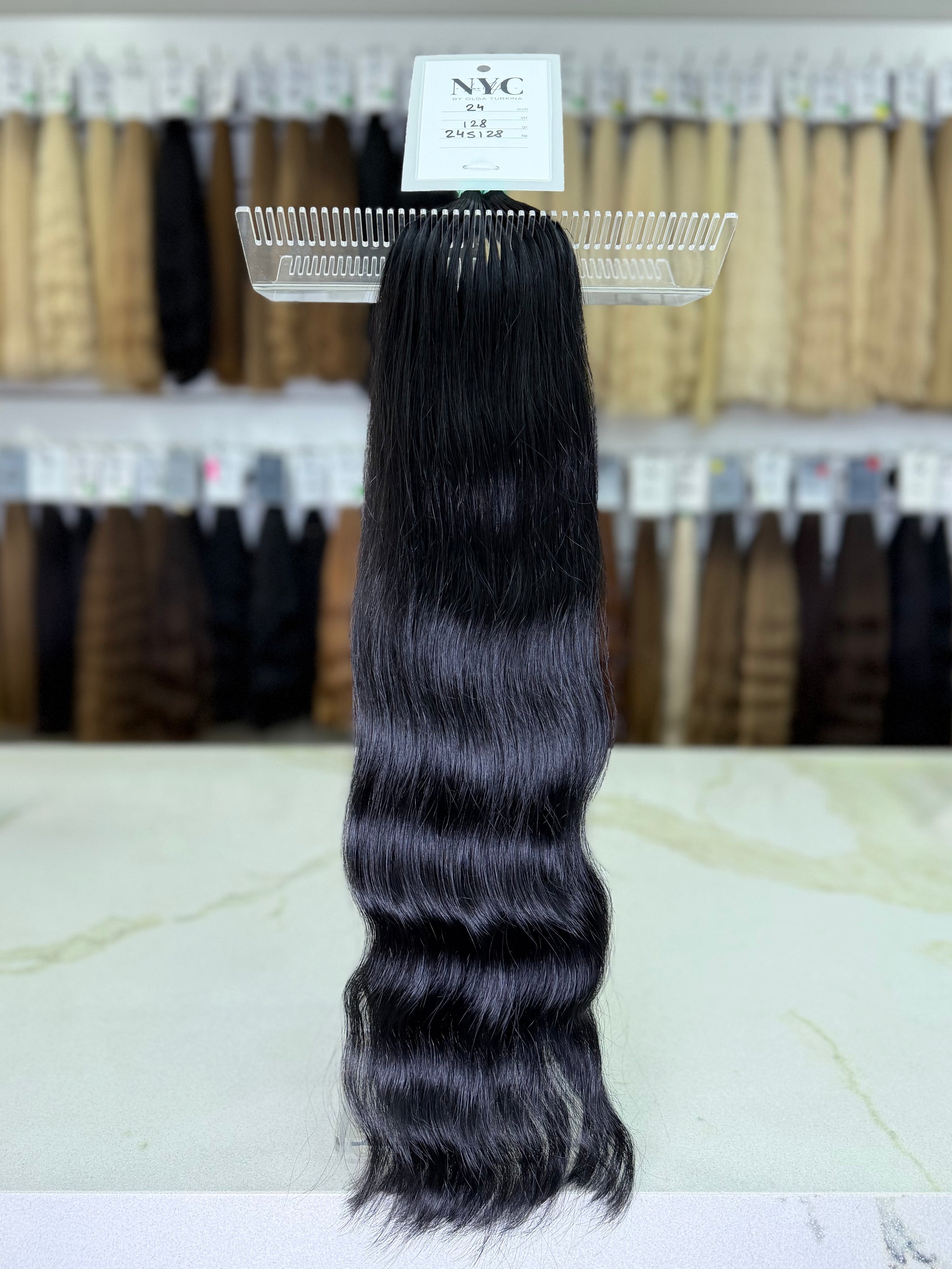Premium Slavic Colored Hair Black Wavy Bulk 24 Inch | LuxHairNYC