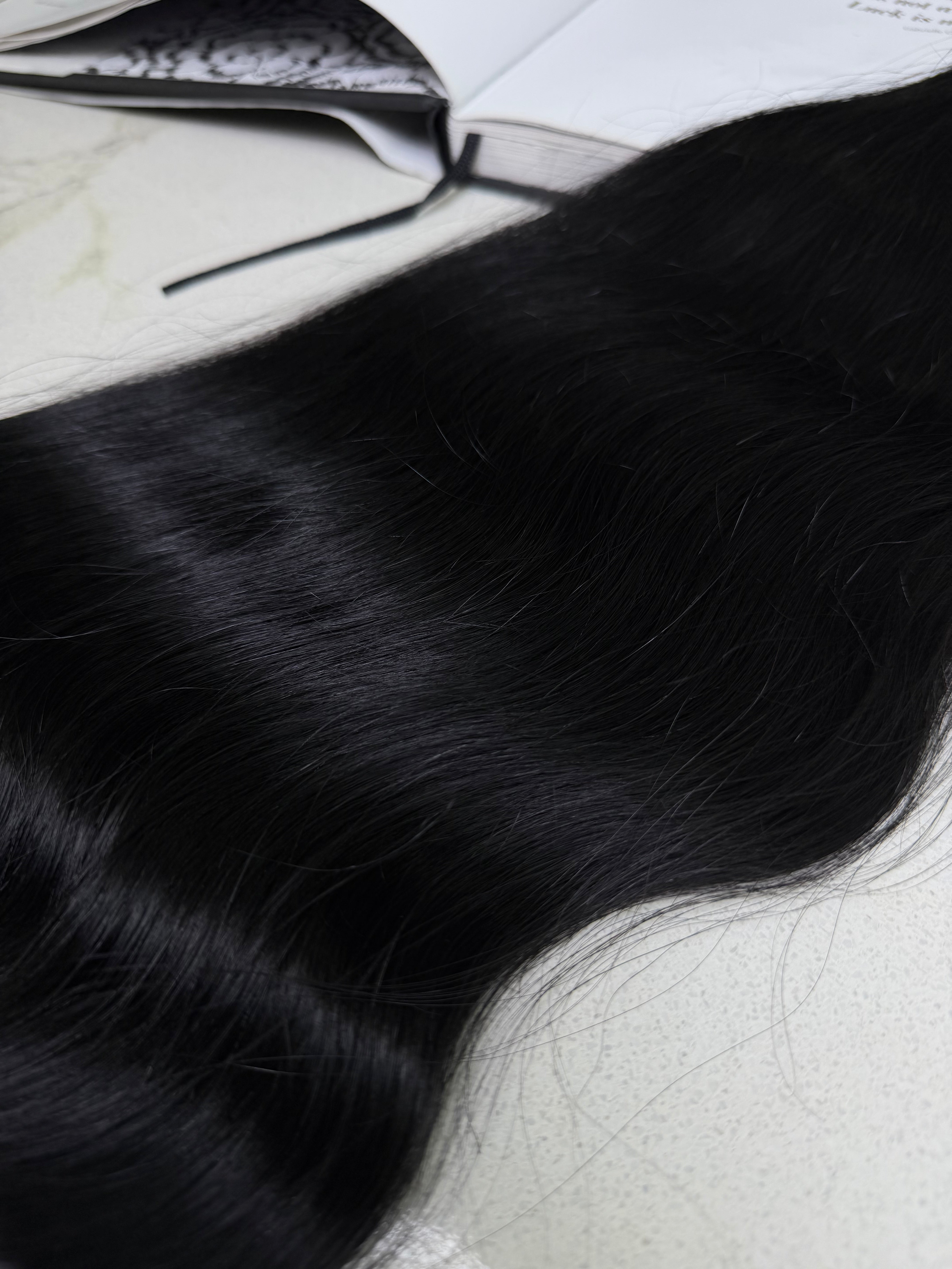 Premium Slavic Colored Hair Black Wavy Bulk 24 Inch | LuxHairNYC