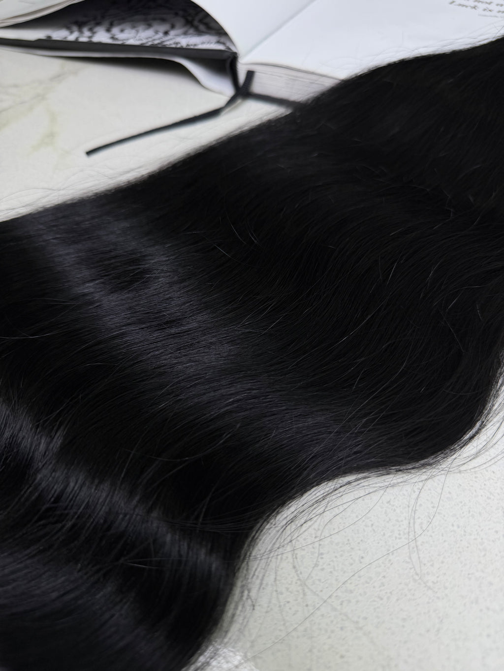 Premium Slavic Colored Hair Black Wavy Bulk 24 Inch | LuxHairNYC