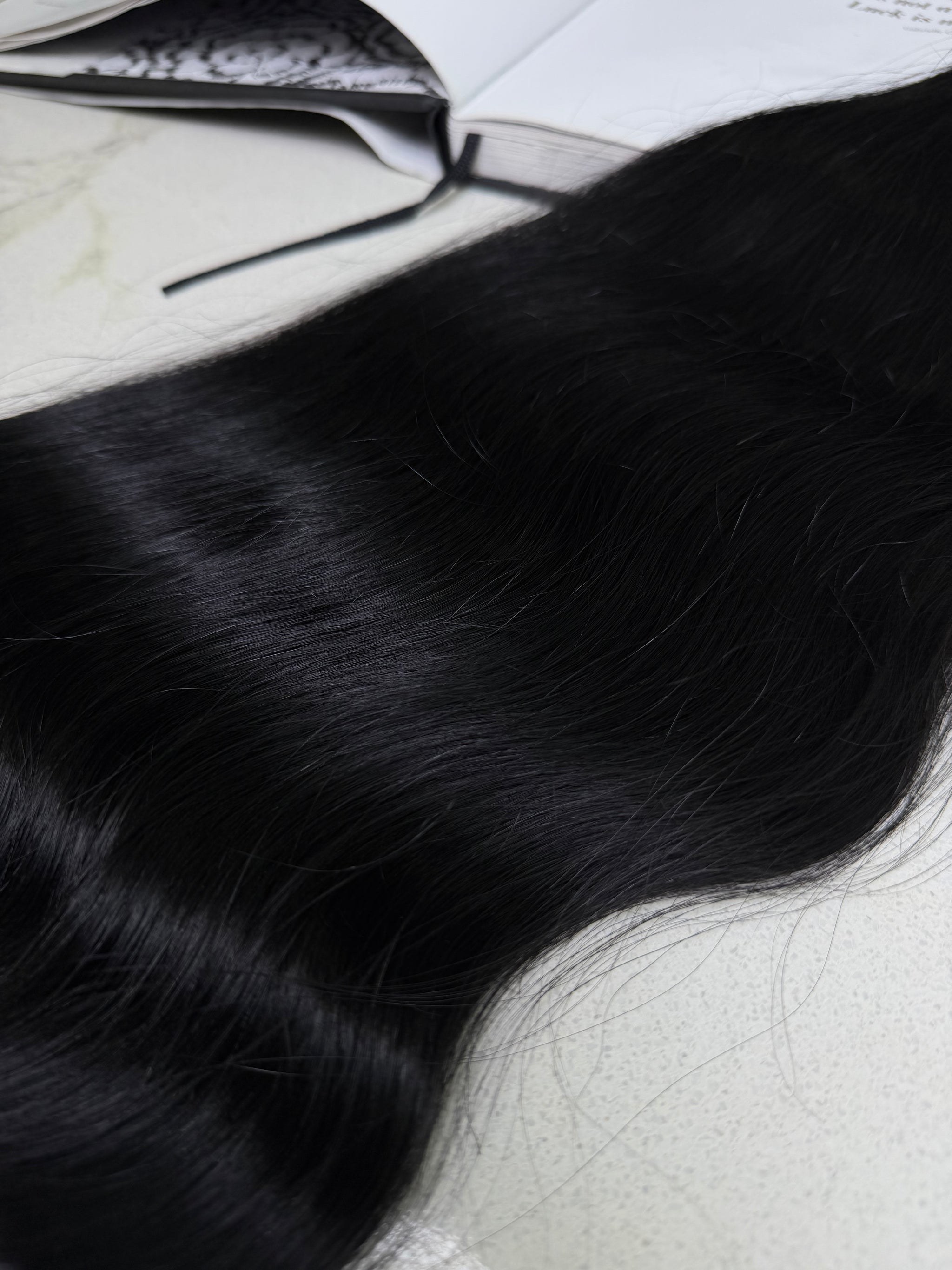 Premium Slavic Colored Hair Black Wavy Bulk 24 Inch | LuxHairNYC