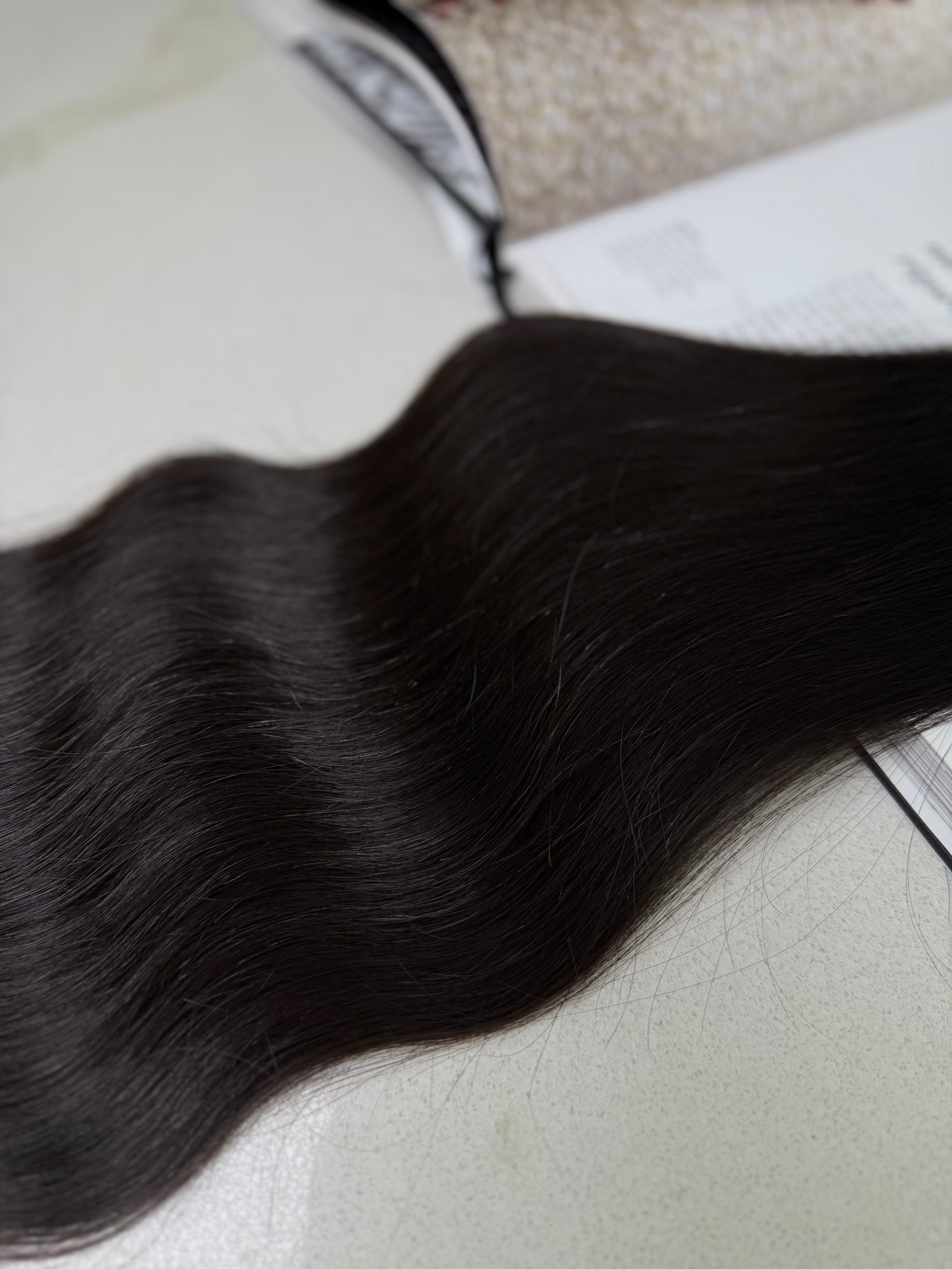 Premium Slavic Colored Hair Dark Brown with Plum Undertone Wavy Bulk 22 Inch | LuxHairNYC