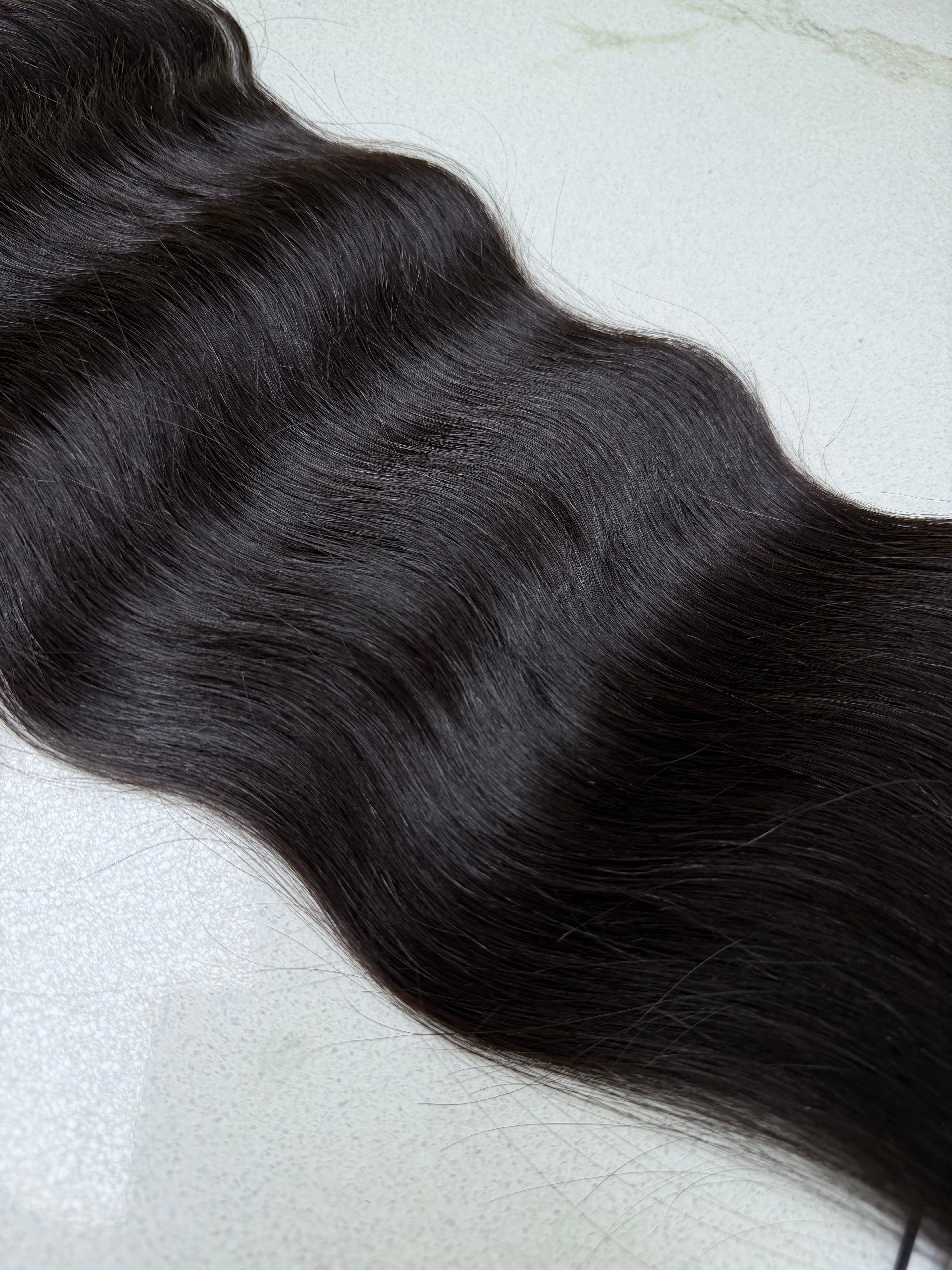 Premium Slavic Colored Hair Dark Brown with Plum Undertone Wavy Bulk 22 Inch | LuxHairNYC