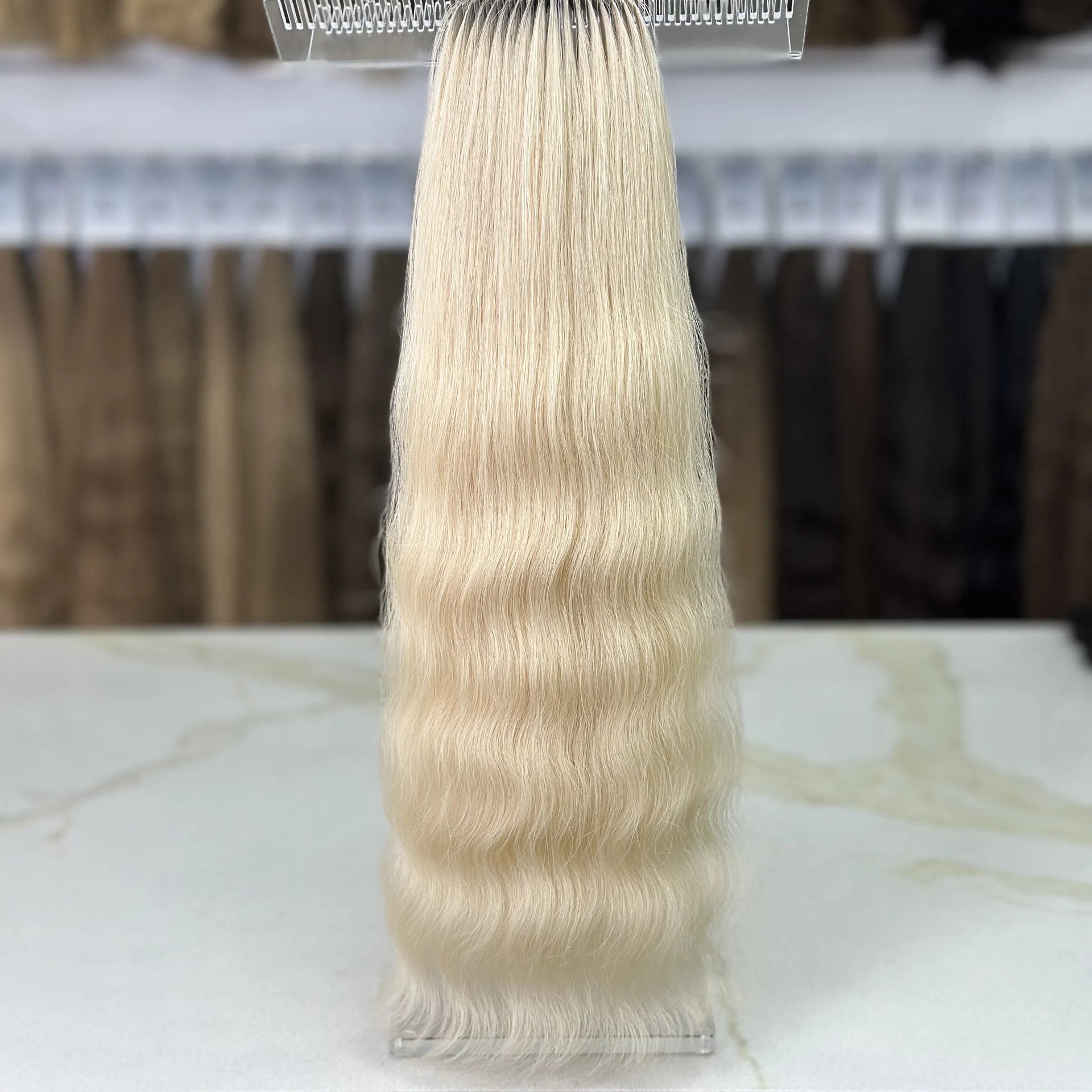K-tip Slavic hair, colored, wavy 22 inch, 126gr, 192 str