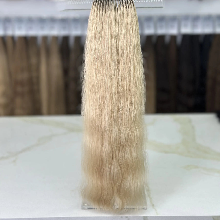 K-tip Slavic hair, colored, wavy 22 inch, 197gr, 132str