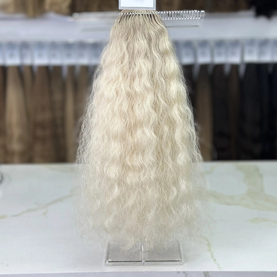 K-tip Slavic hair, colored, curly 22 inch, 132gr, 206str